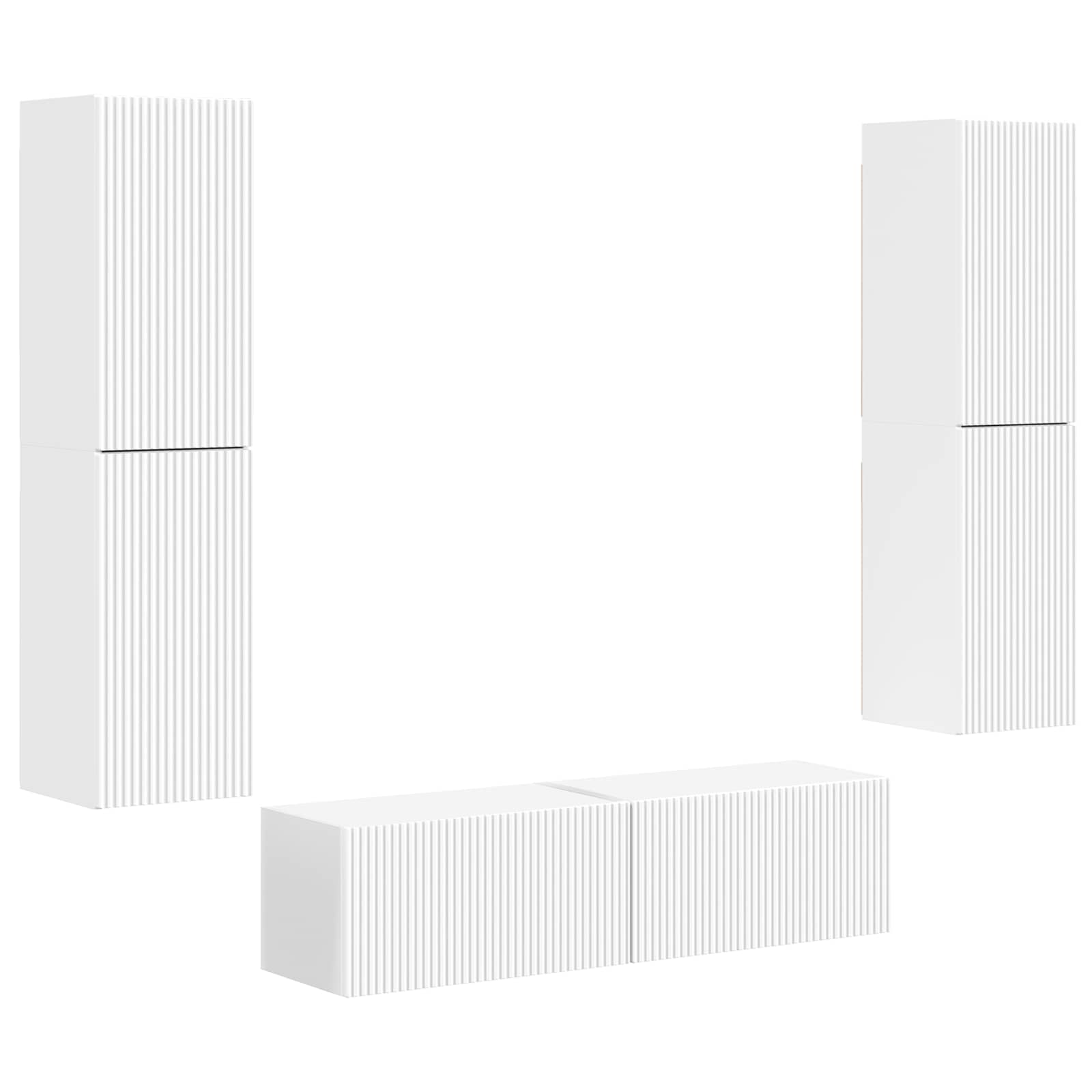 Tv-meubelset 6 pcs Wit Bewerkt hout is nu te koop bij PeponiXL, paradijselijk wonen!