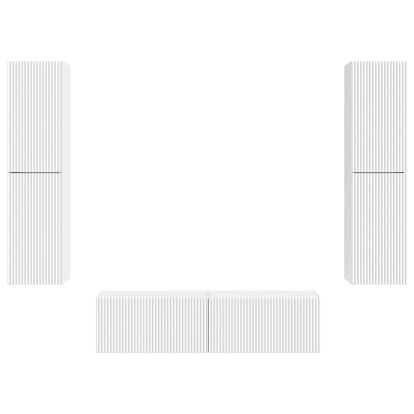 Tv-meubelset 6 pcs Wit Bewerkt hout is nu te koop bij PeponiXL, paradijselijk wonen!