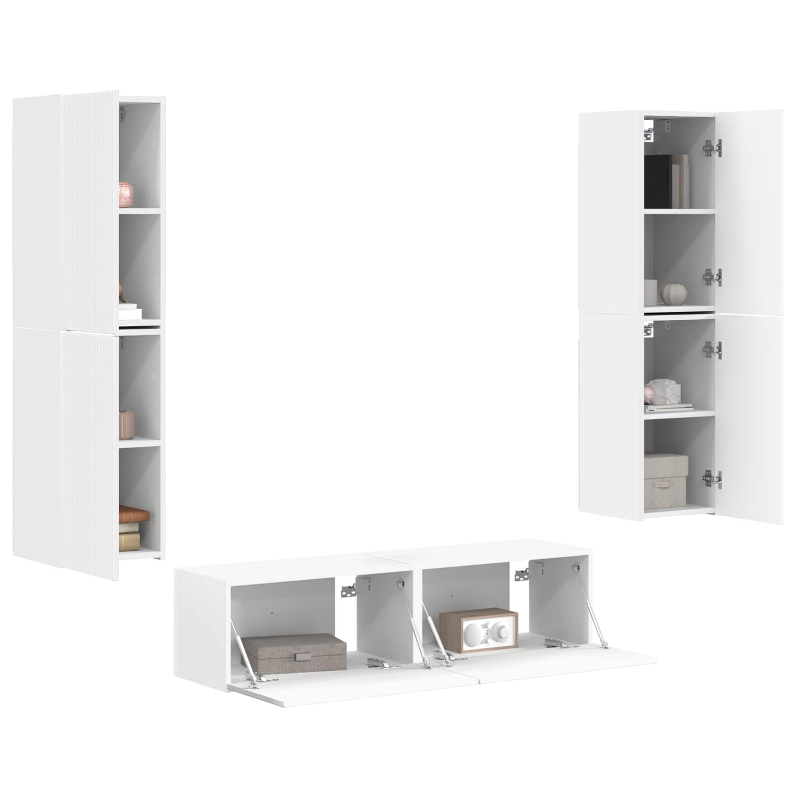 Tv-meubelset 6 pcs Wit Bewerkt hout is nu te koop bij PeponiXL, paradijselijk wonen!