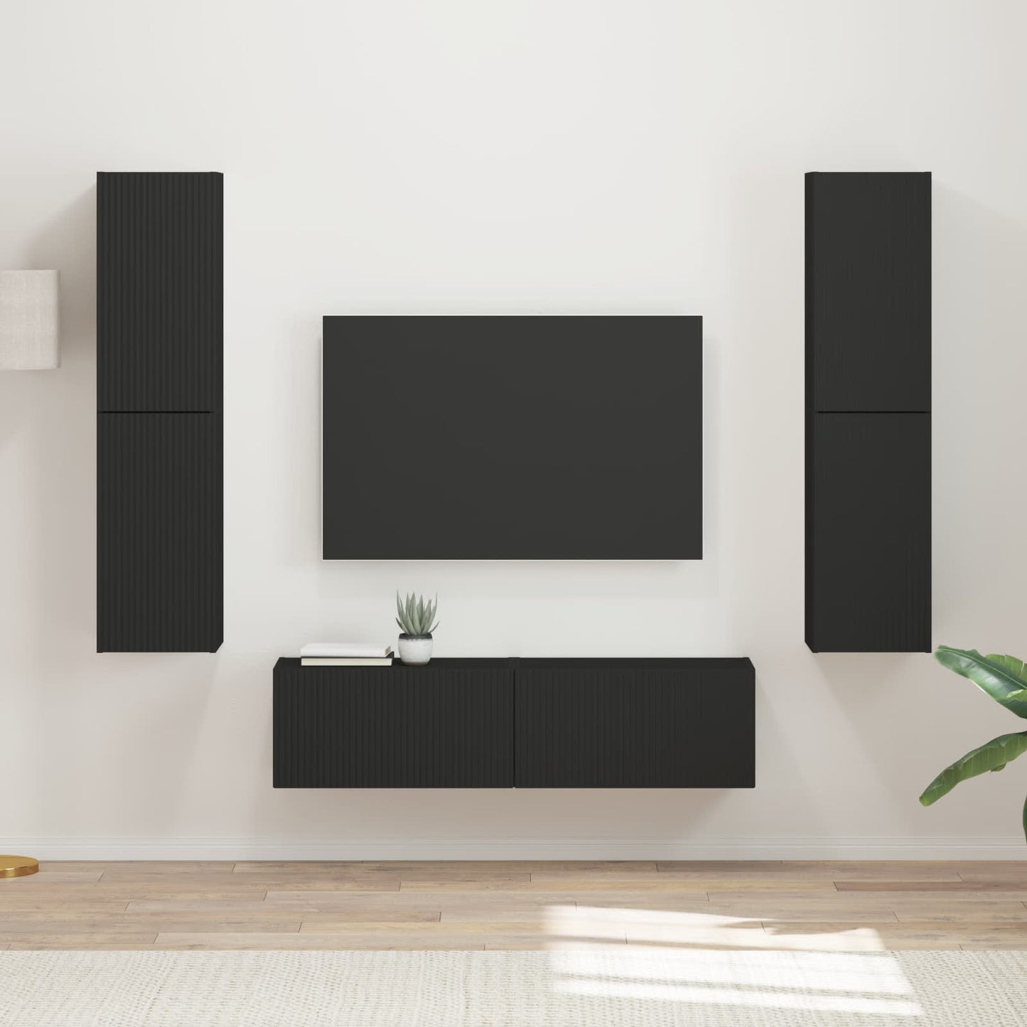 Tv-meubelset 6 pcs Zwart Bewerkt hout is nu te koop bij PeponiXL, paradijselijk wonen!
