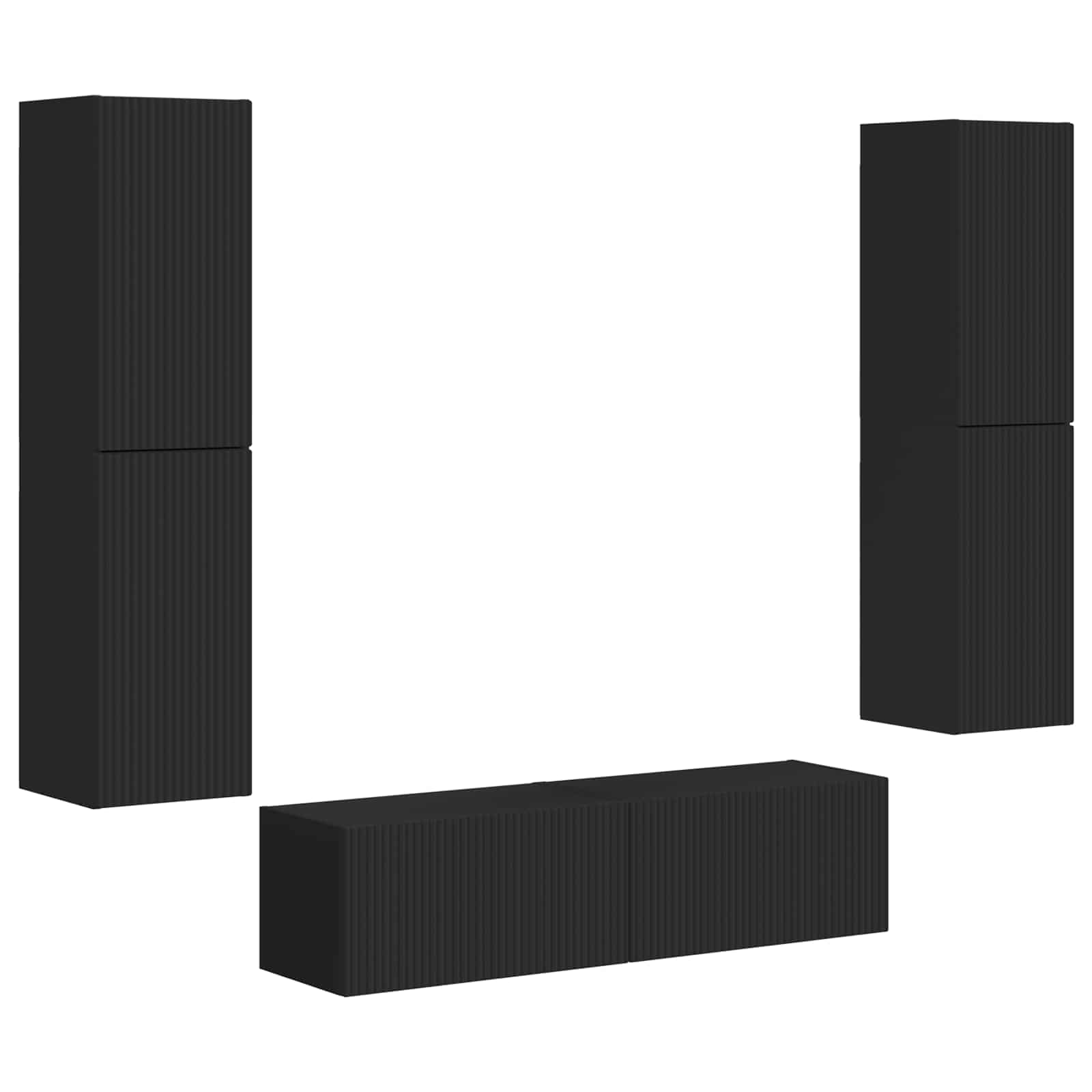 Tv-meubelset 6 pcs Zwart Bewerkt hout is nu te koop bij PeponiXL, paradijselijk wonen!