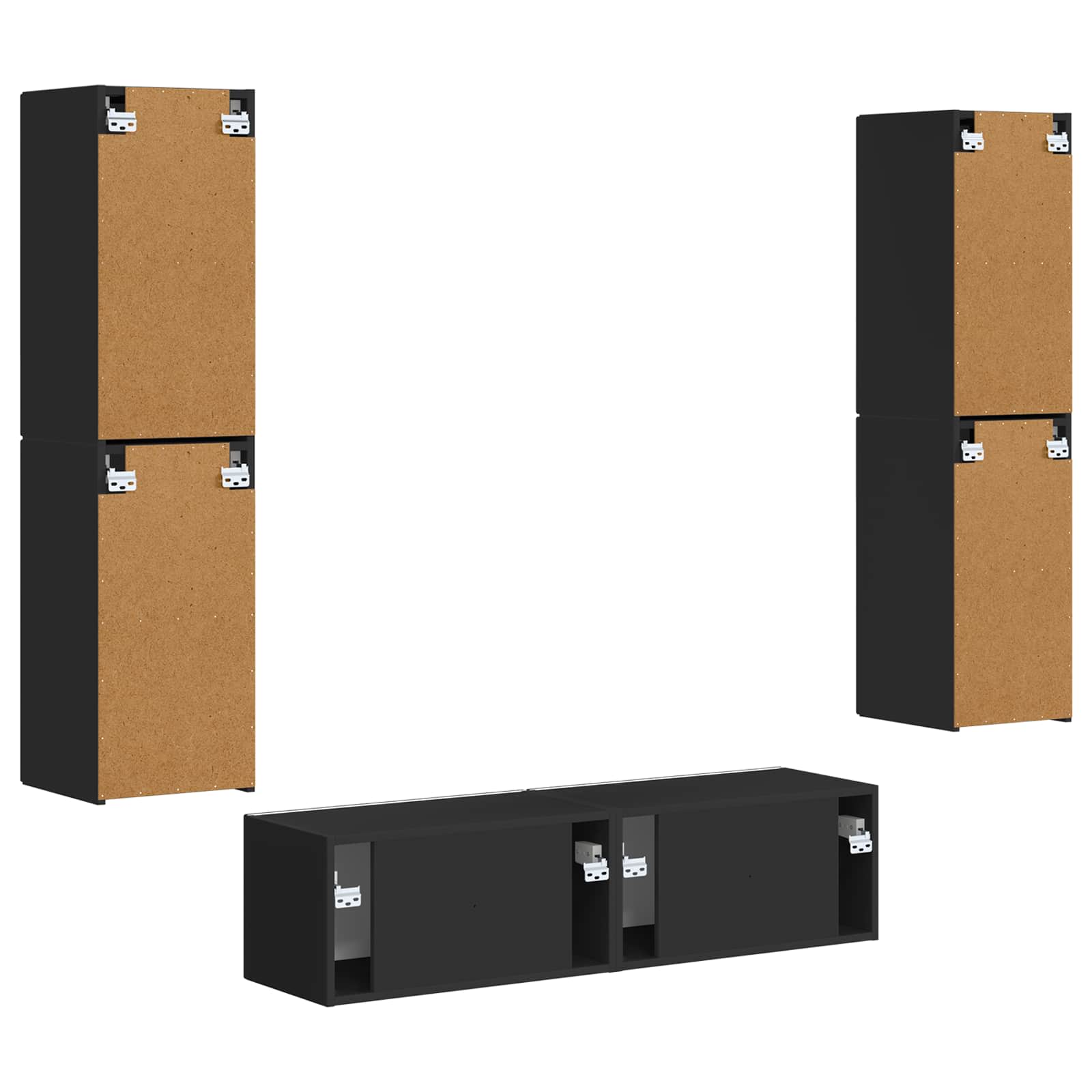 Tv-meubelset 6 pcs Zwart Bewerkt hout is nu te koop bij PeponiXL, paradijselijk wonen!