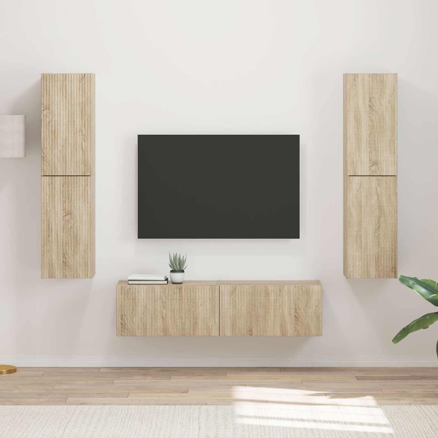 Tv-meubelset 6 pcs Sonoma Eiken Bewerkt hout is nu te koop bij PeponiXL, paradijselijk wonen!