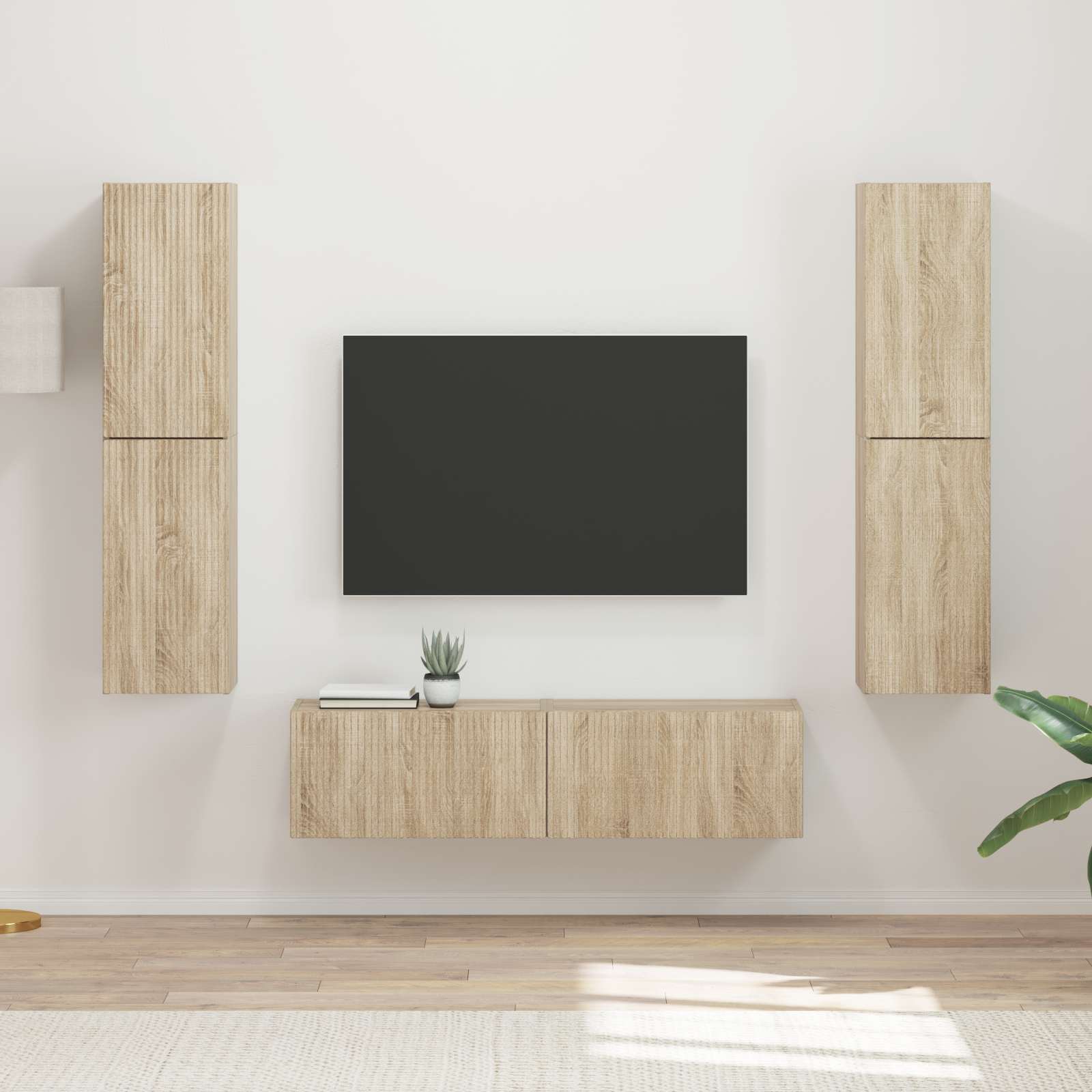 Tv-meubelset 6 pcs Sonoma Eiken Bewerkt hout is nu te koop bij PeponiXL, paradijselijk wonen!