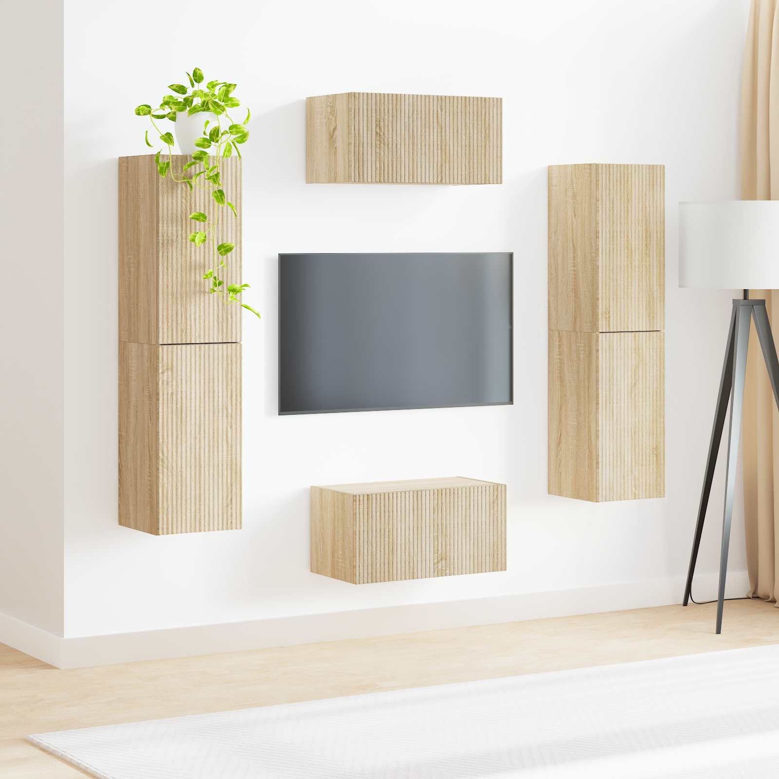 Tv-meubelset 6 pcs Sonoma Eiken Bewerkt hout is nu te koop bij PeponiXL, paradijselijk wonen!