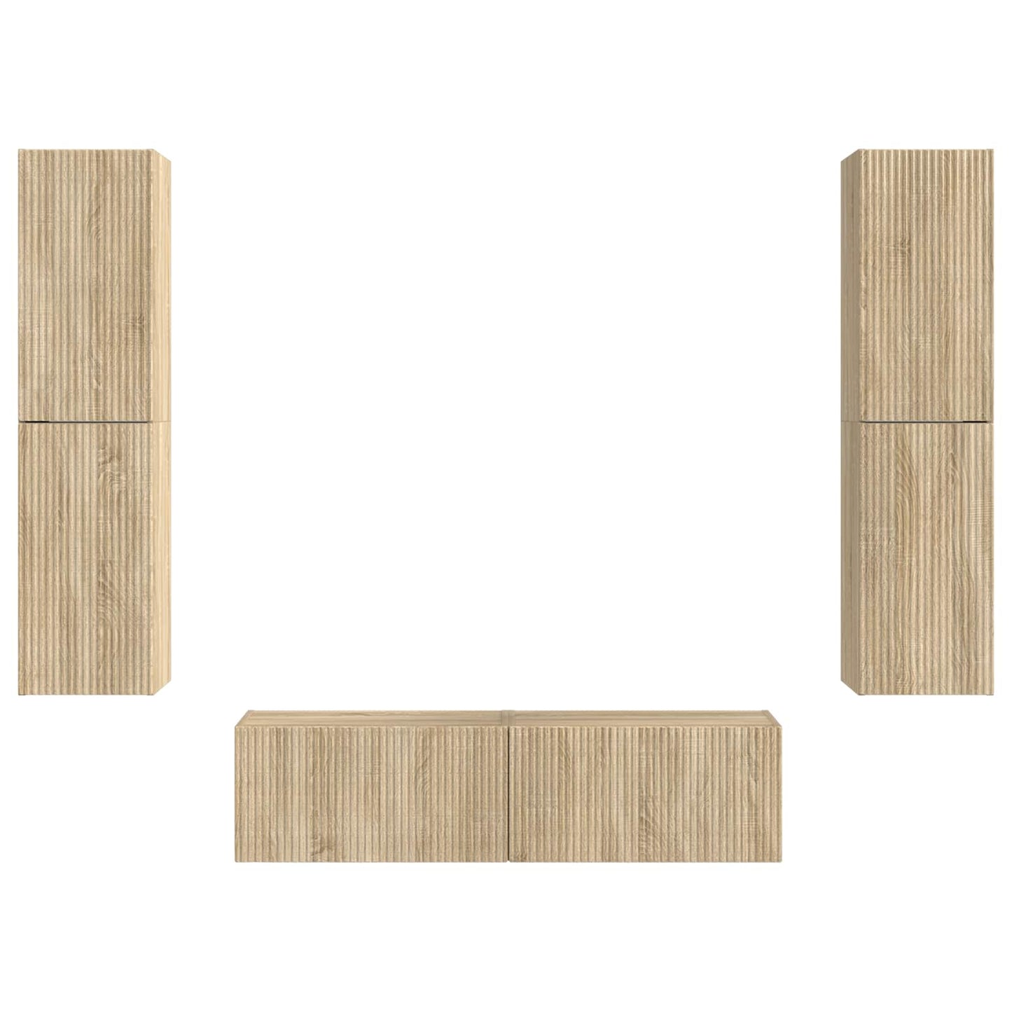 Tv-meubelset 6 pcs Sonoma Eiken Bewerkt hout is nu te koop bij PeponiXL, paradijselijk wonen!
