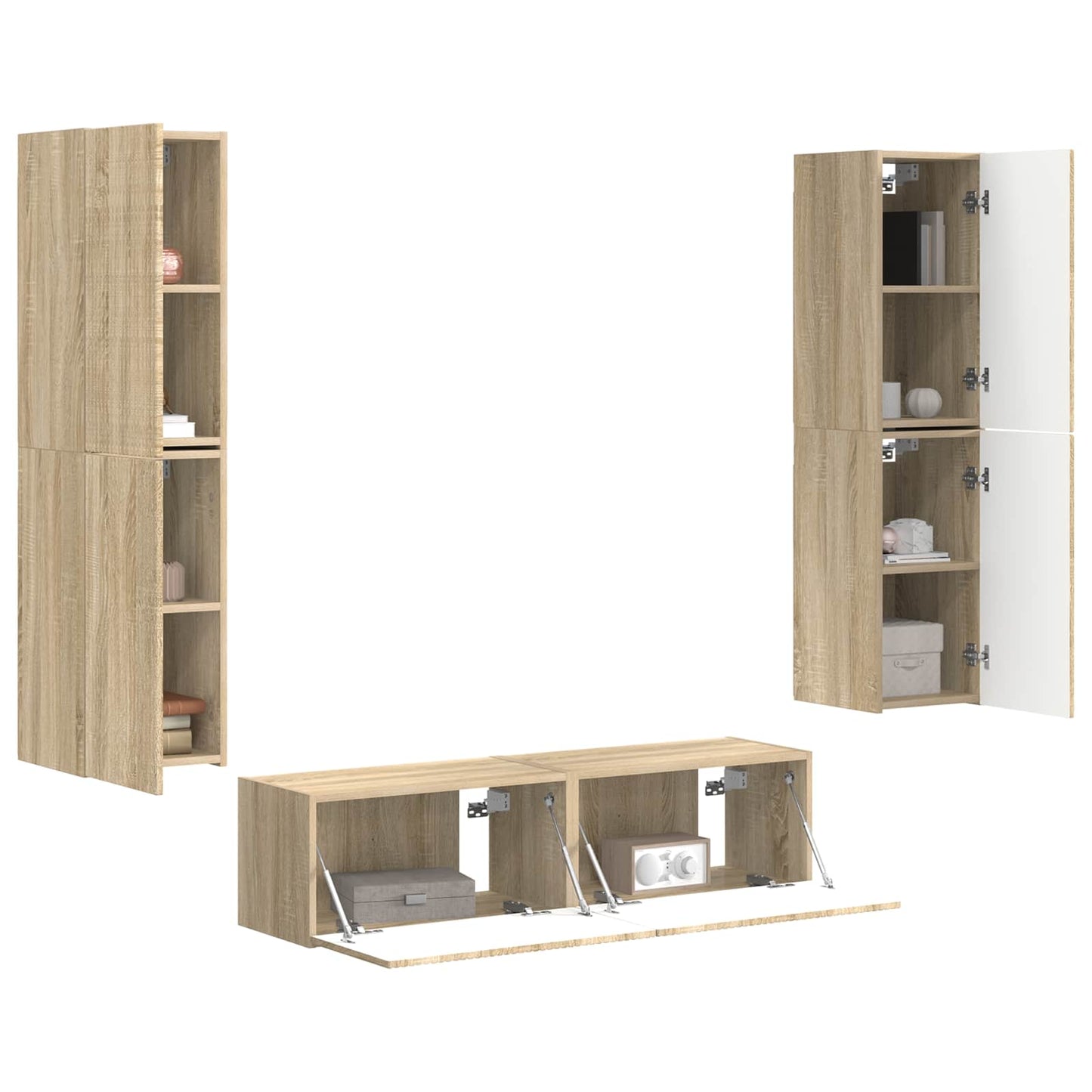 Tv-meubelset 6 pcs Sonoma Eiken Bewerkt hout is nu te koop bij PeponiXL, paradijselijk wonen!