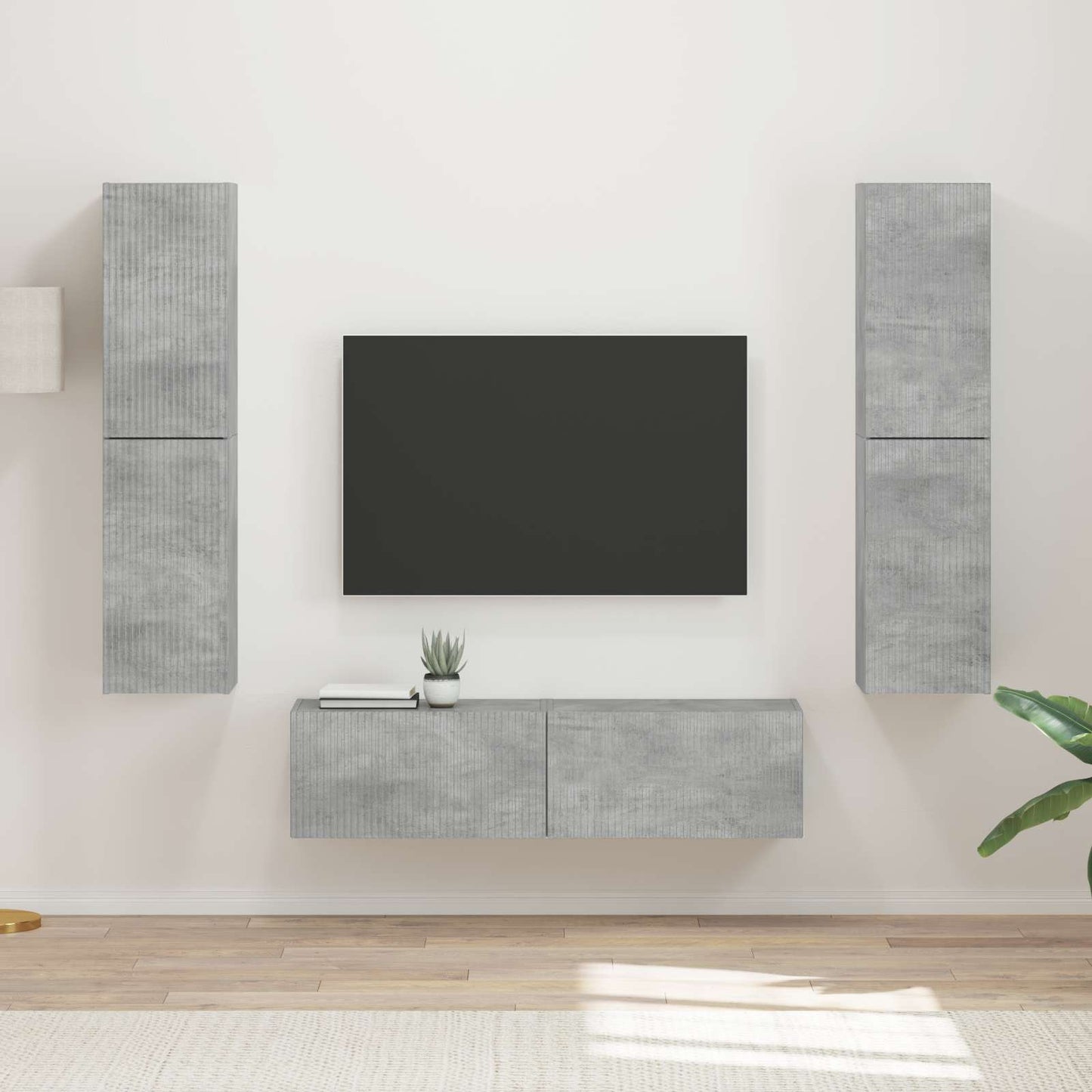 Tv-meubelset 6 pcs Beton Grijs Bewerkt hout is nu te koop bij PeponiXL, paradijselijk wonen!