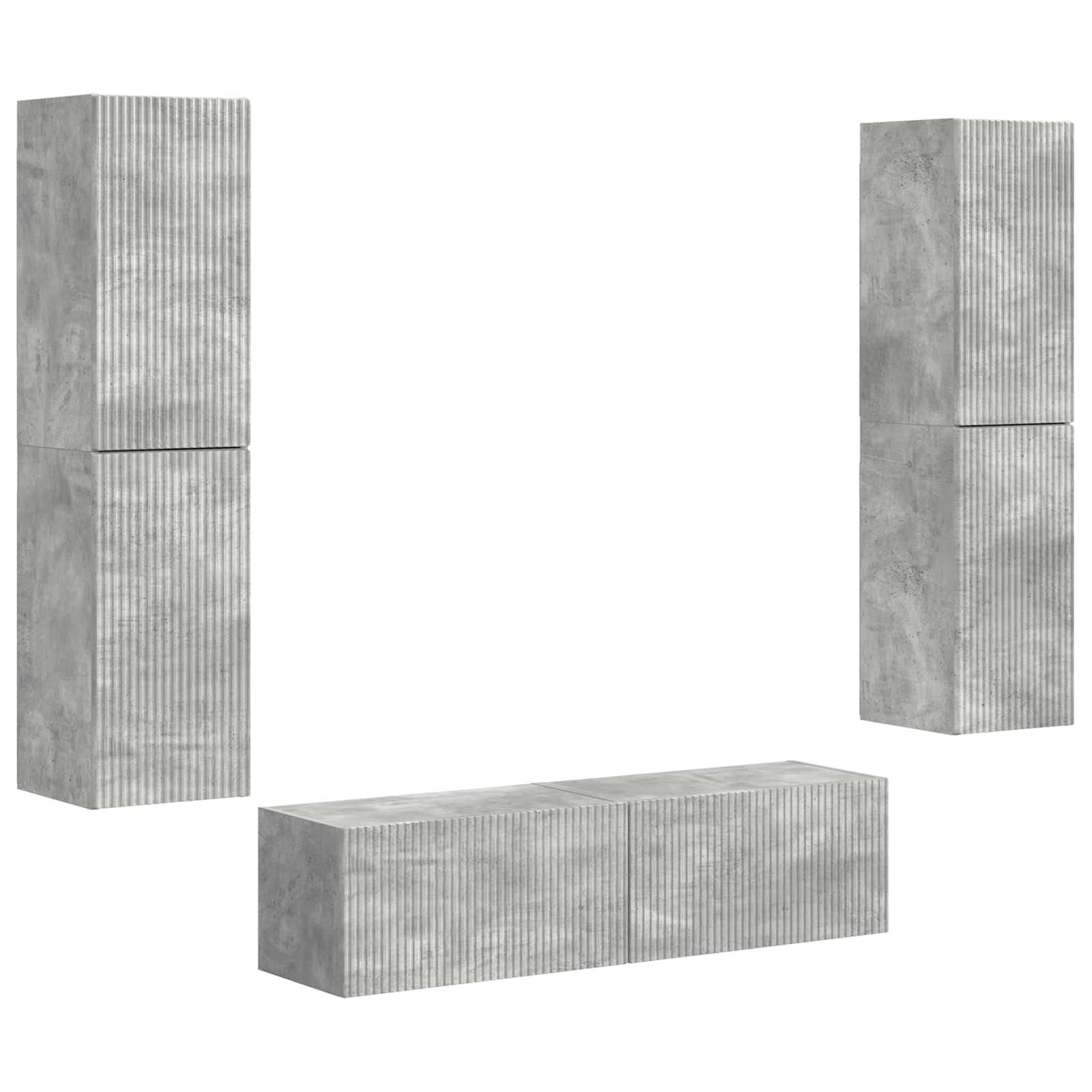 Tv-meubelset 6 pcs Beton Grijs Bewerkt hout is nu te koop bij PeponiXL, paradijselijk wonen!