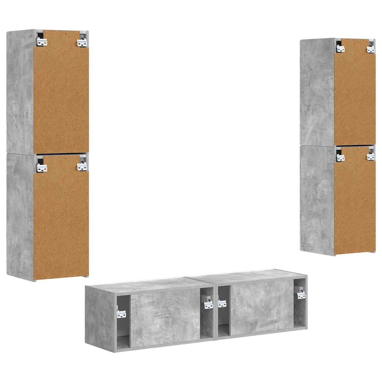 Tv-meubelset 6 pcs Beton Grijs Bewerkt hout is nu te koop bij PeponiXL, paradijselijk wonen!