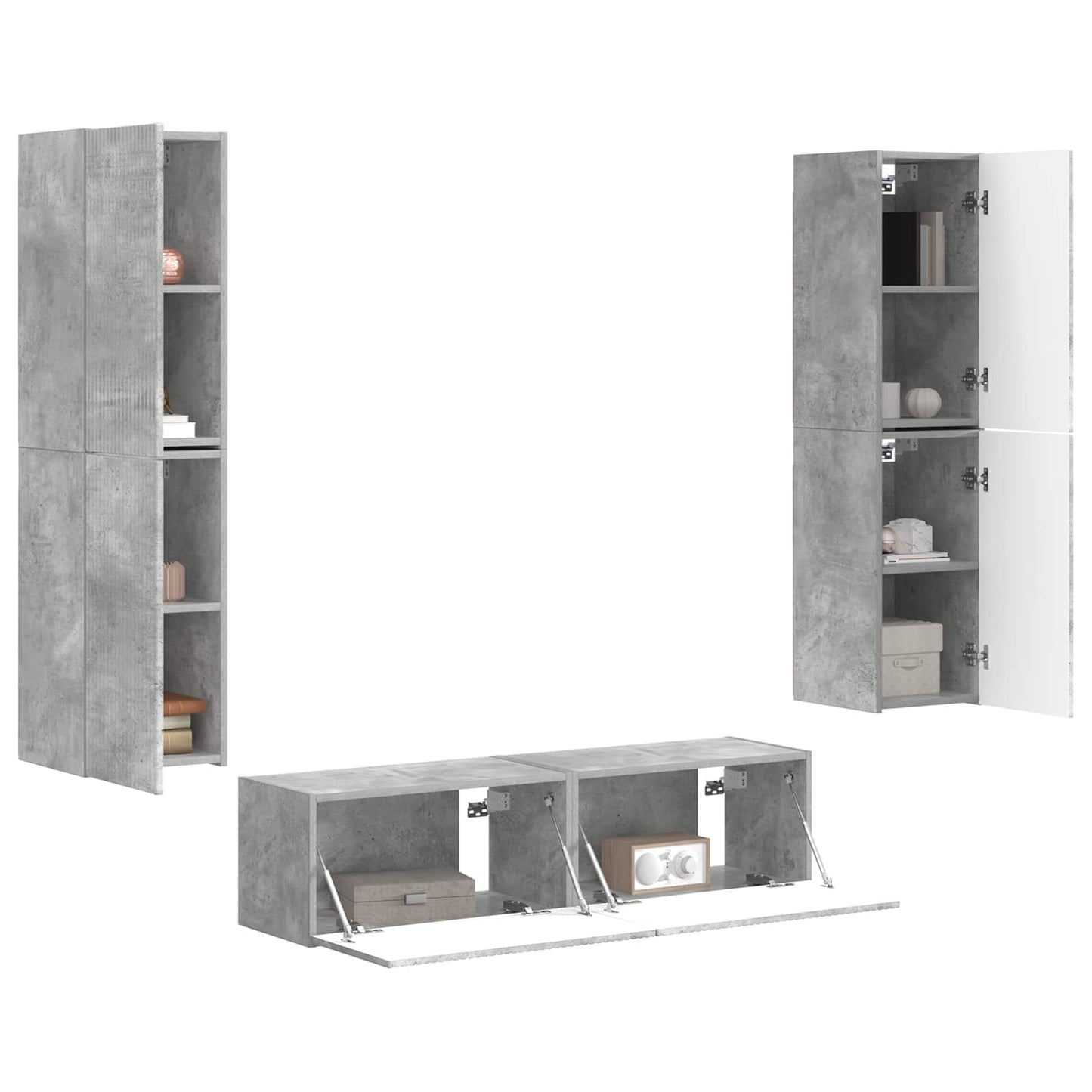 Tv-meubelset 6 pcs Beton Grijs Bewerkt hout is nu te koop bij PeponiXL, paradijselijk wonen!