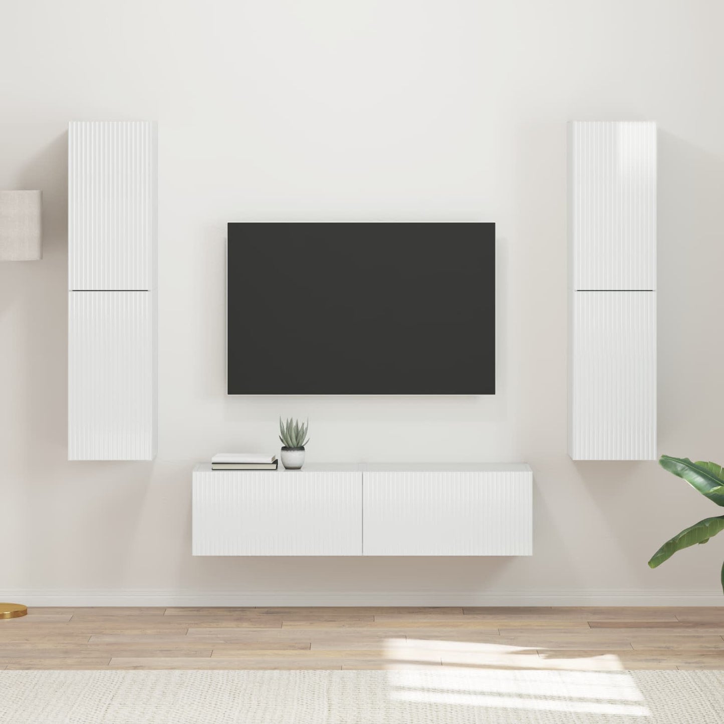 Tv-meubelset 6 pcs Hoogglans wit Bewerkt hout is nu te koop bij PeponiXL, paradijselijk wonen!