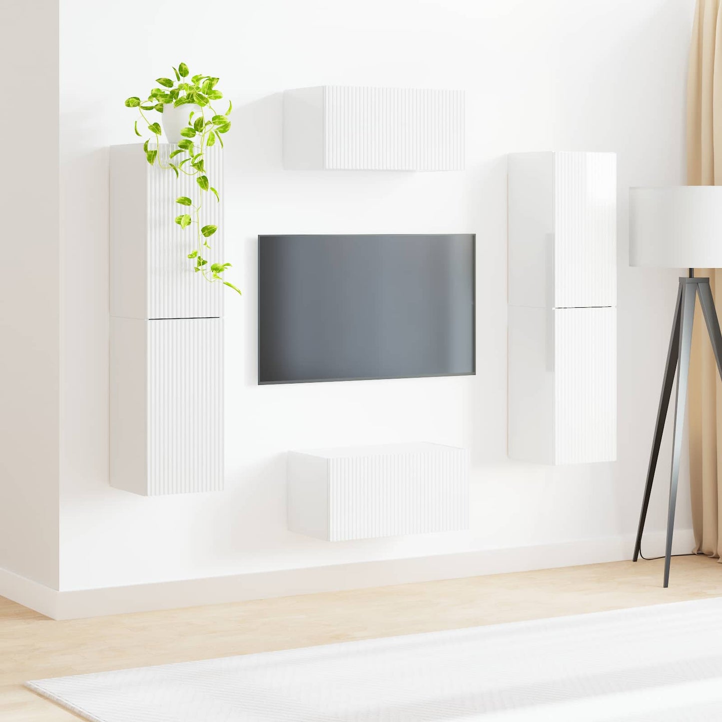 Tv-meubelset 6 pcs Hoogglans wit Bewerkt hout is nu te koop bij PeponiXL, paradijselijk wonen!