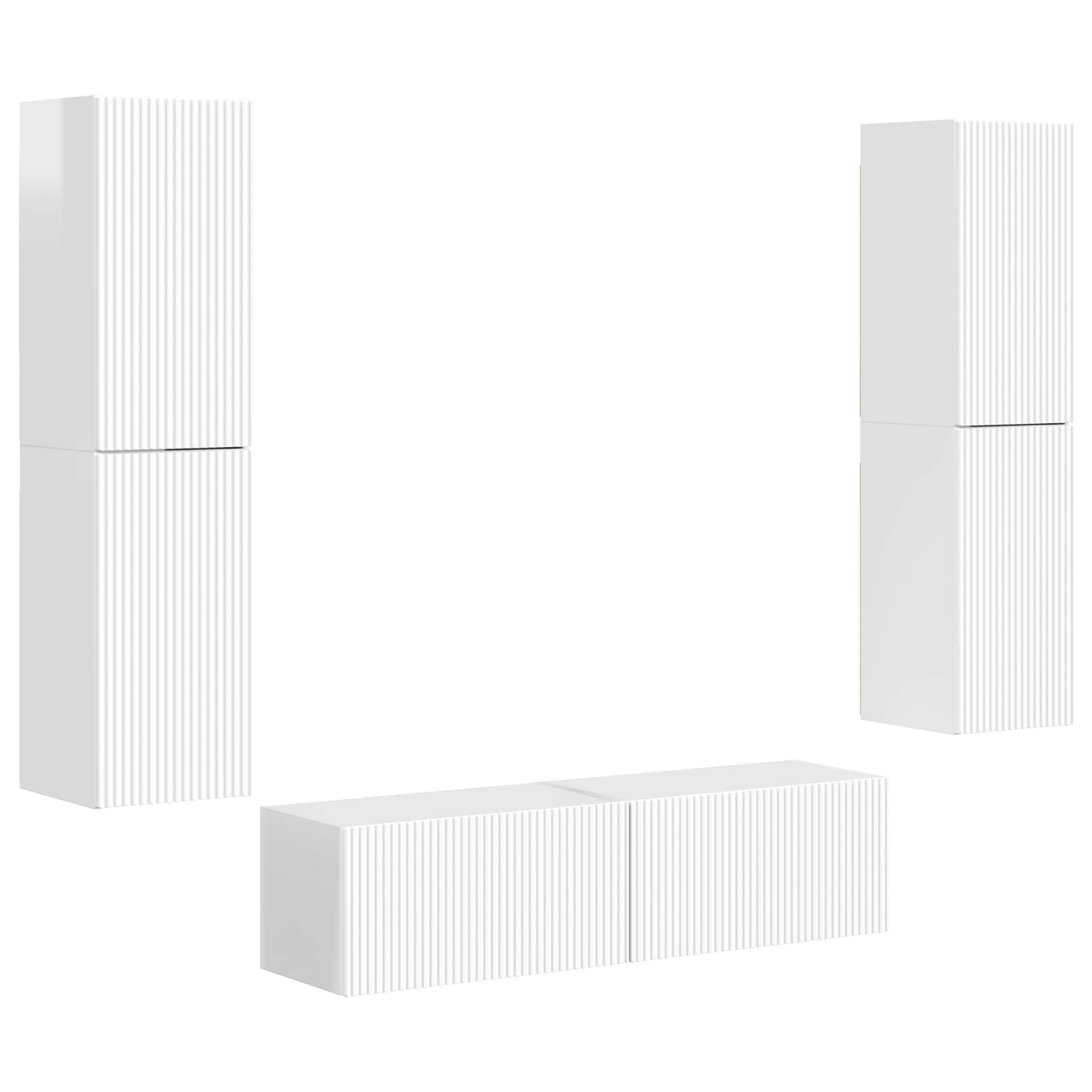 Tv-meubelset 6 pcs Hoogglans wit Bewerkt hout is nu te koop bij PeponiXL, paradijselijk wonen!