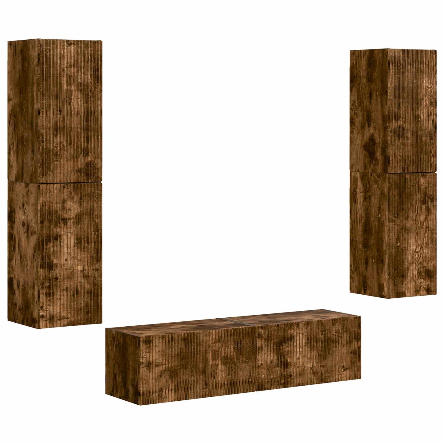 Tv-meubelset 6 pcs Gerookt eiken Bewerkt hout is nu te koop bij PeponiXL, paradijselijk wonen!
