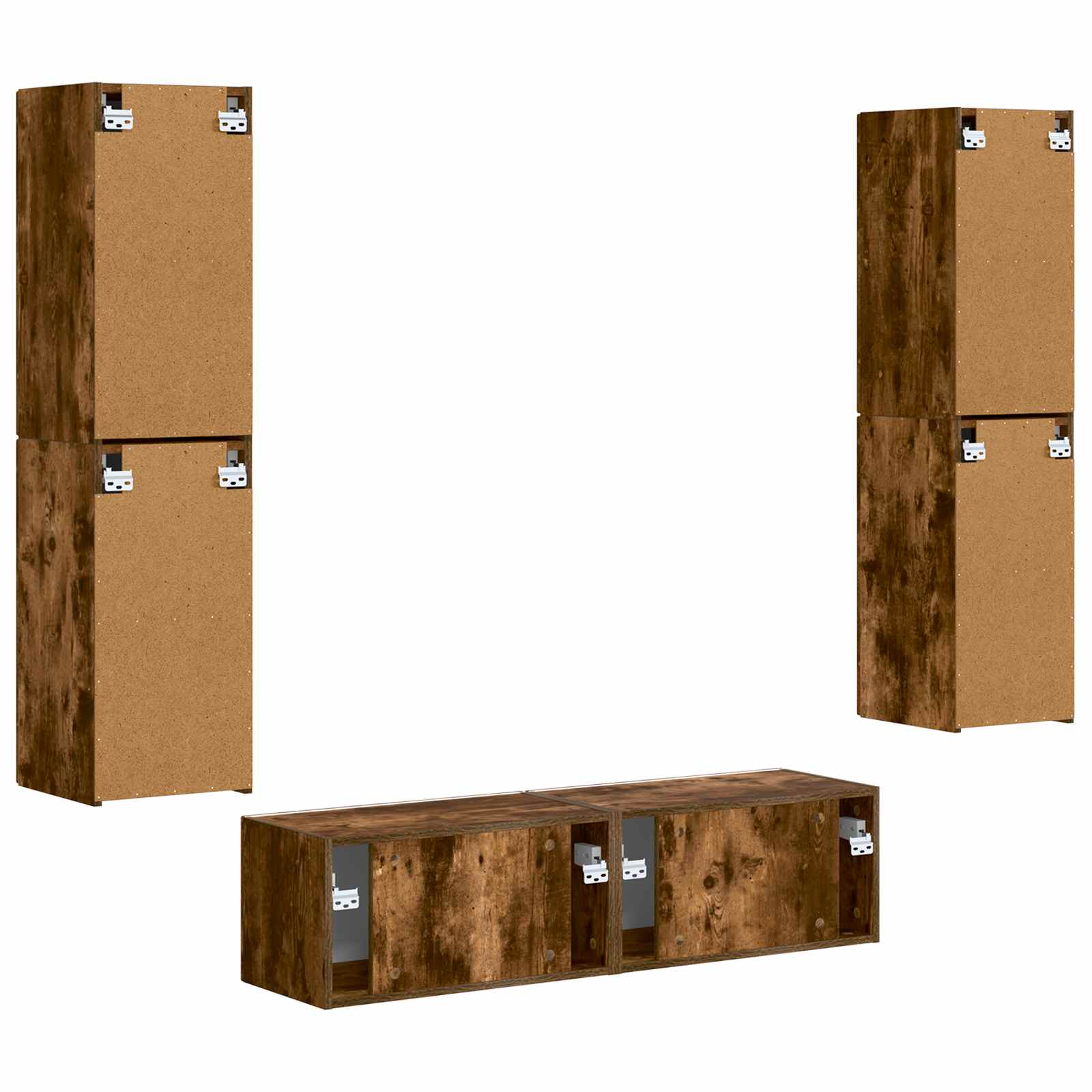 Tv-meubelset 6 pcs Gerookt eiken Bewerkt hout is nu te koop bij PeponiXL, paradijselijk wonen!