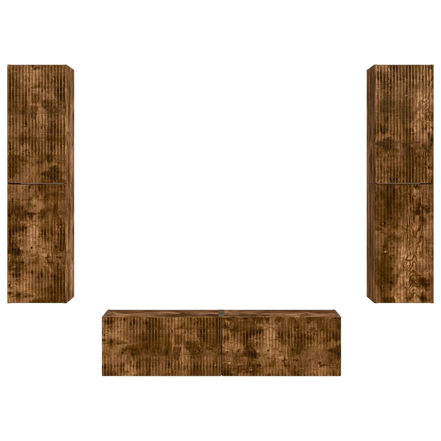 Tv-meubelset 6 pcs Gerookt eiken Bewerkt hout is nu te koop bij PeponiXL, paradijselijk wonen!