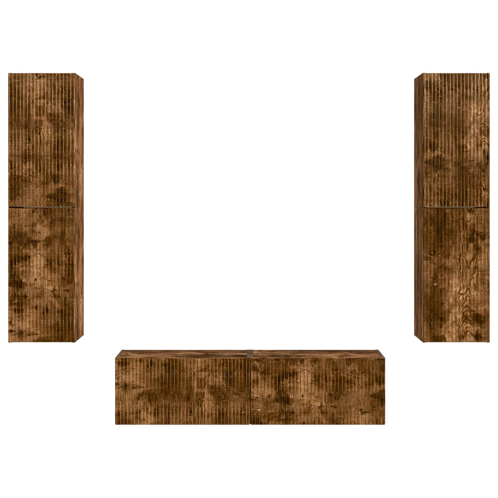 Tv-meubelset 6 pcs Gerookt eiken Bewerkt hout is nu te koop bij PeponiXL, paradijselijk wonen!