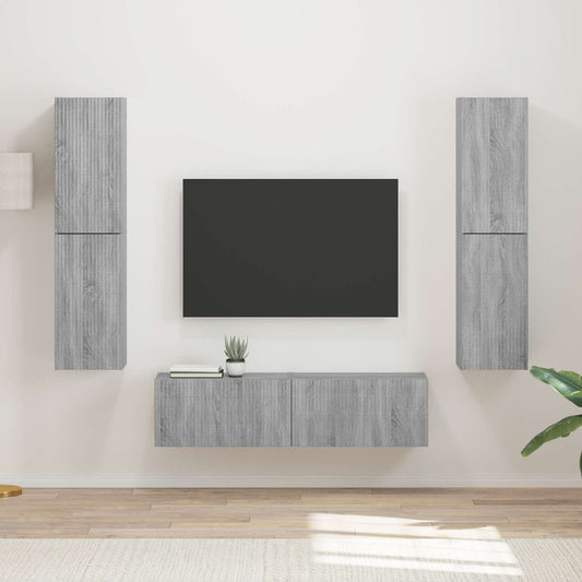 Tv-meubelset 6 pcs Grijs Sonoma Bewerkt hout is nu te koop bij PeponiXL, paradijselijk wonen!