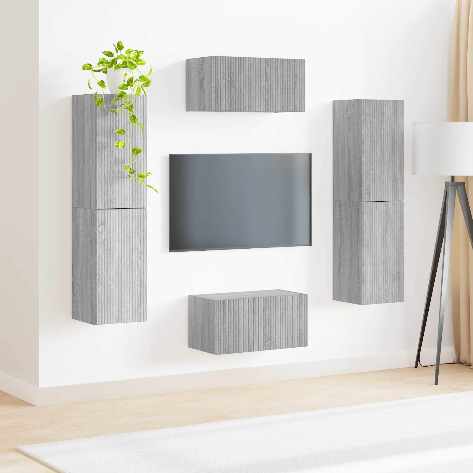 Tv-meubelset 6 pcs Grijs Sonoma Bewerkt hout is nu te koop bij PeponiXL, paradijselijk wonen!