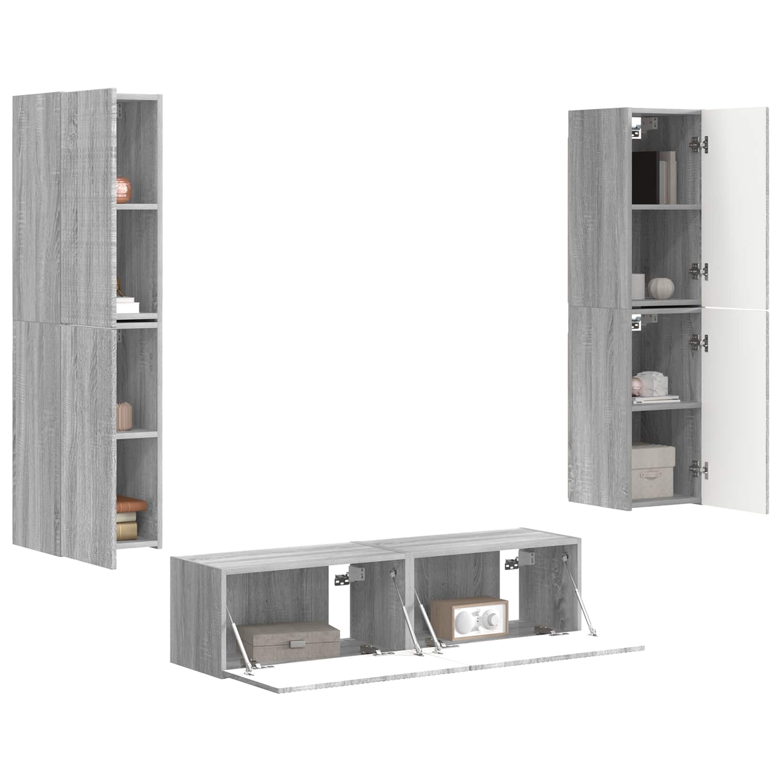 Tv-meubelset 6 pcs Grijs Sonoma Bewerkt hout is nu te koop bij PeponiXL, paradijselijk wonen!