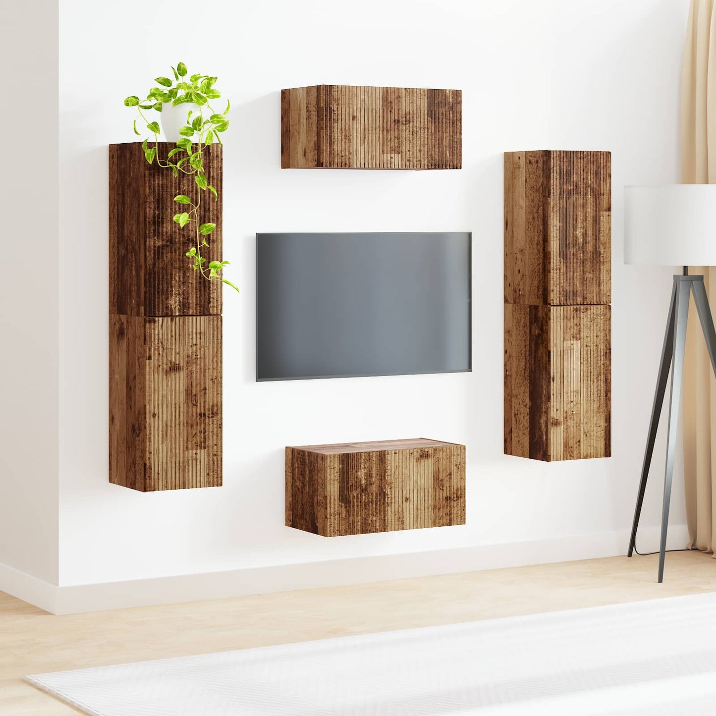 Tv-meubelset 6 pcs Oud Hout Bewerkt hout is nu te koop bij PeponiXL, paradijselijk wonen!