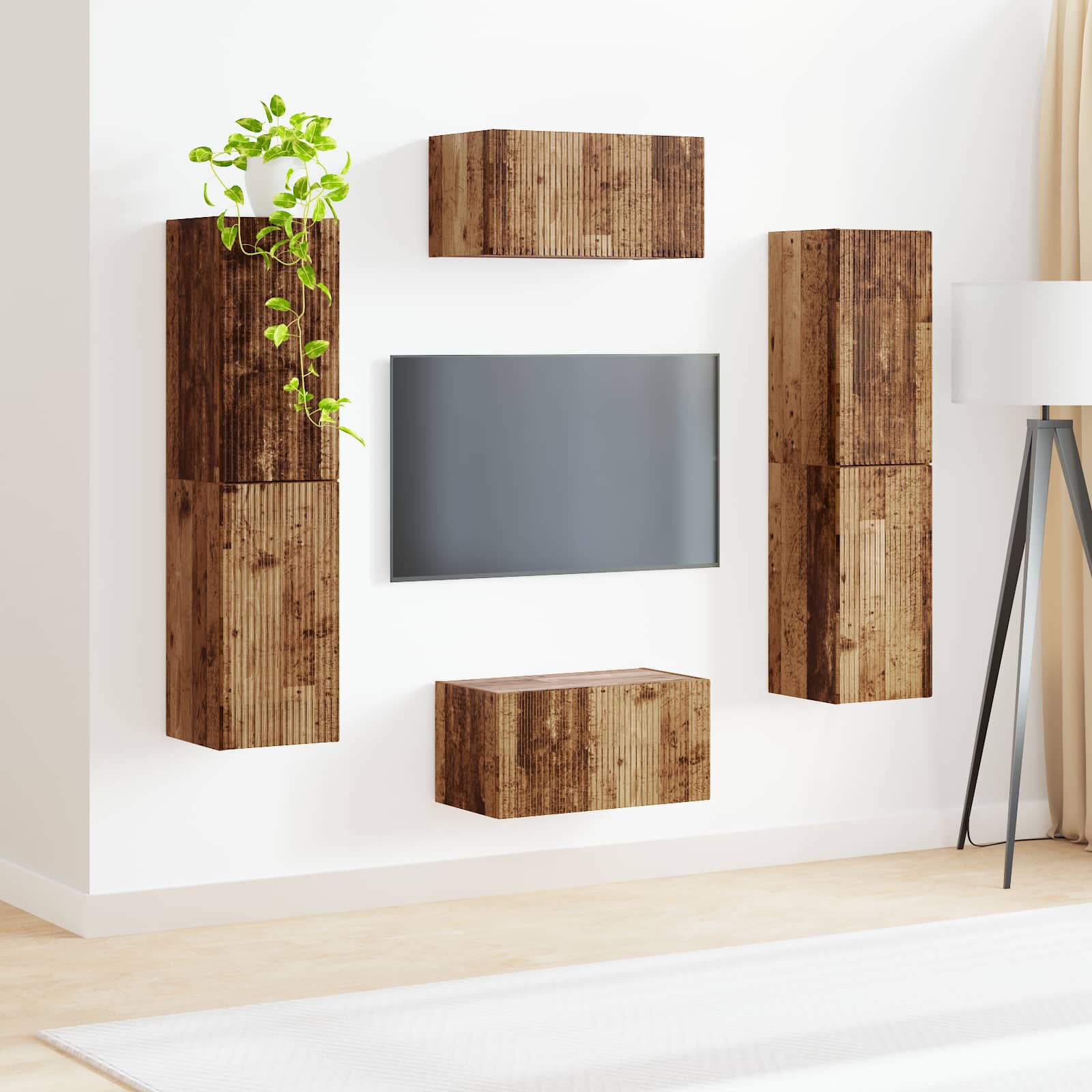 Tv-meubelset 6 pcs Oud Hout Bewerkt hout is nu te koop bij PeponiXL, paradijselijk wonen!