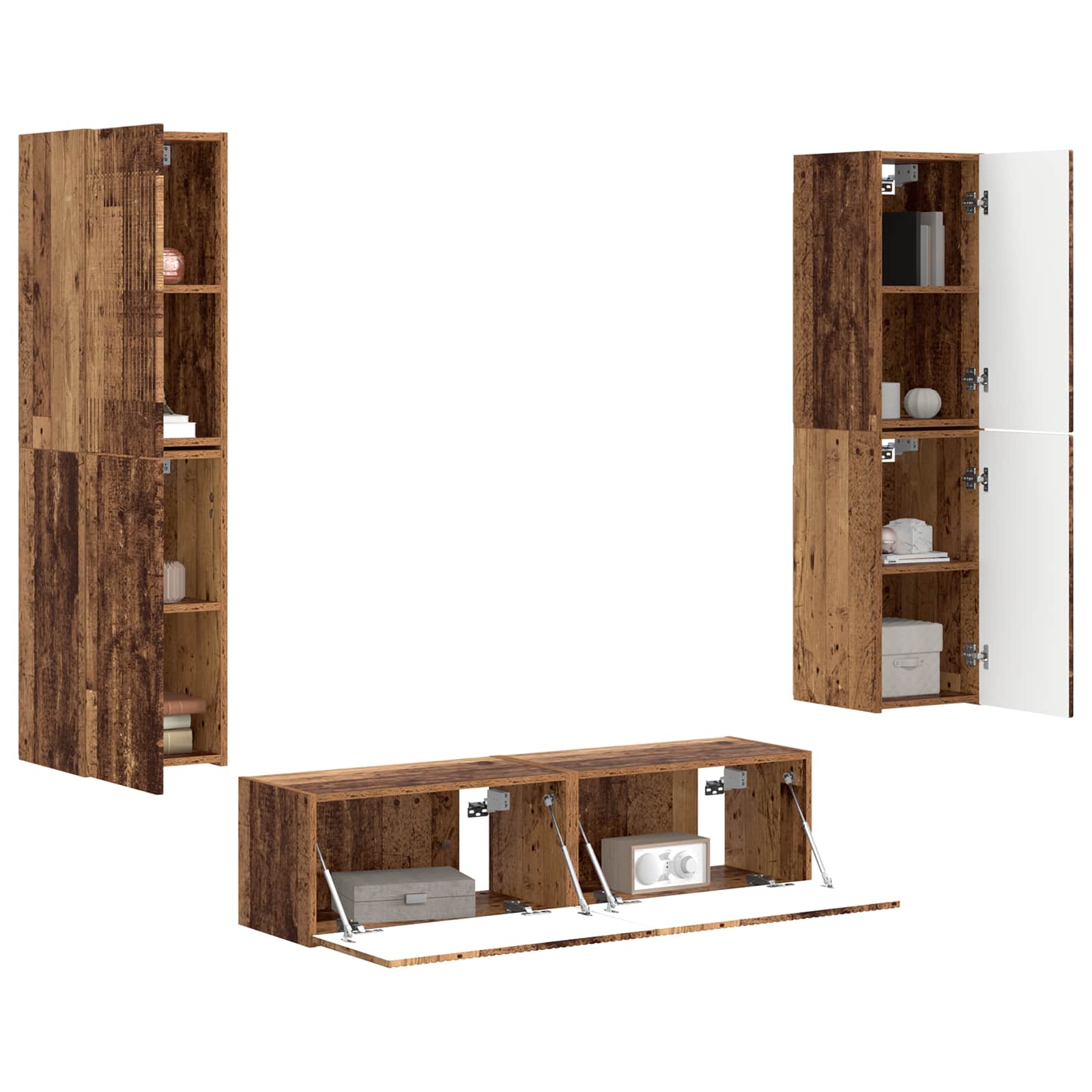 Tv-meubelset 6 pcs Oud Hout Bewerkt hout is nu te koop bij PeponiXL, paradijselijk wonen!