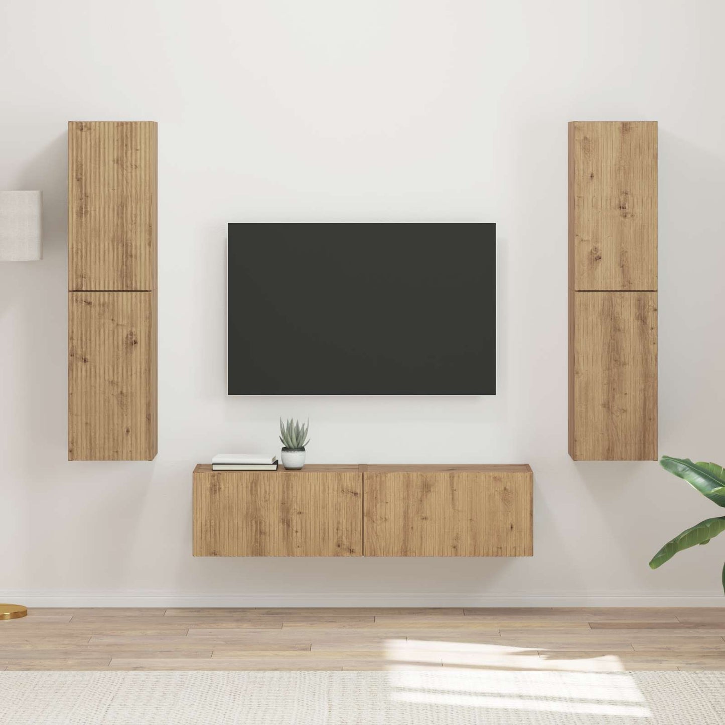 Tv-meubelset 6 pcs Artisan Eiken Bewerkt hout is nu te koop bij PeponiXL, paradijselijk wonen!