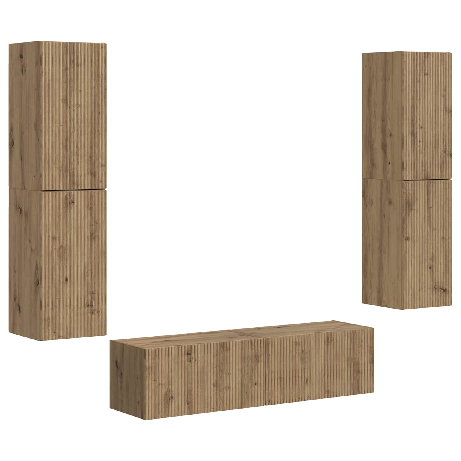 Tv-meubelset 6 pcs Artisan Eiken Bewerkt hout is nu te koop bij PeponiXL, paradijselijk wonen!