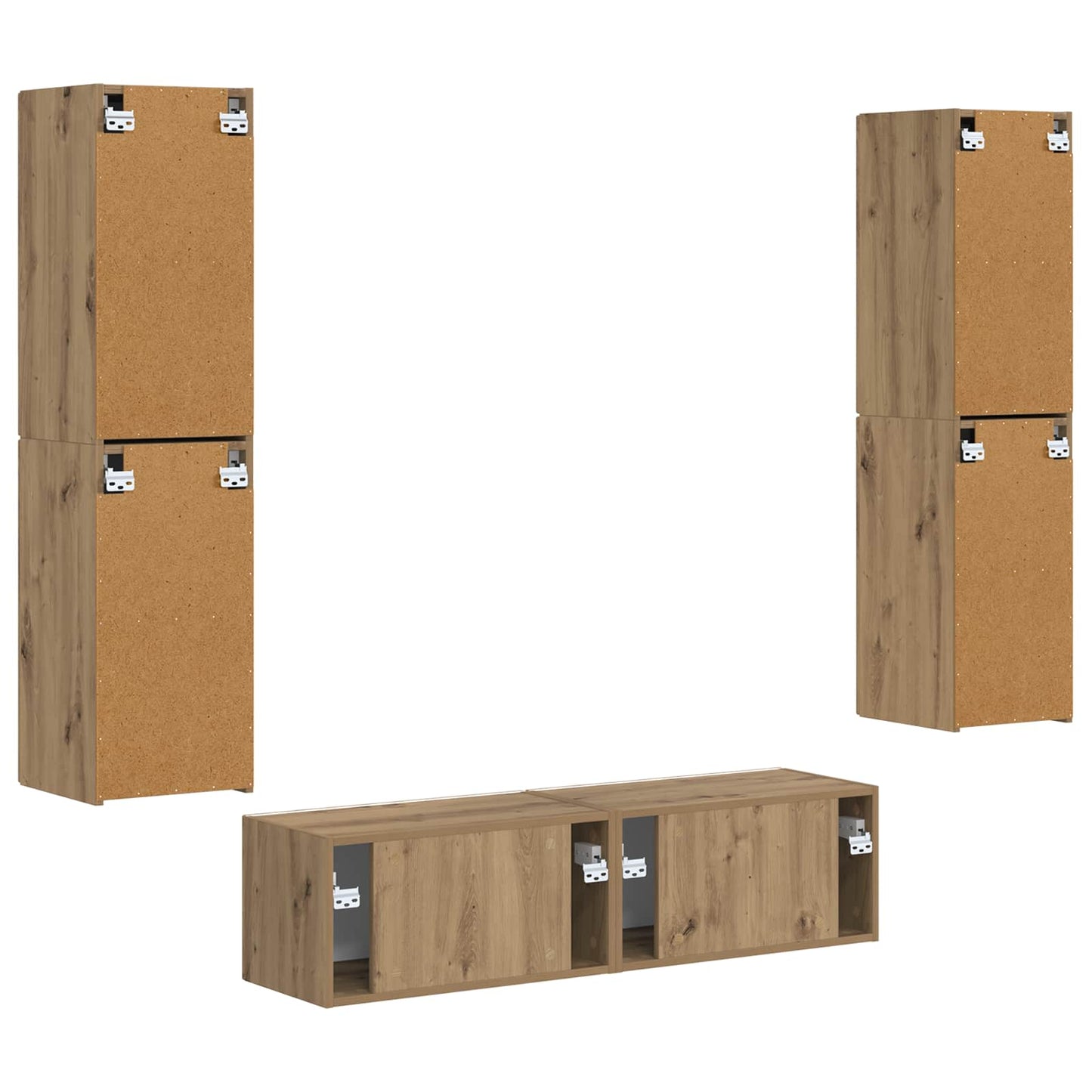 Tv-meubelset 6 pcs Artisan Eiken Bewerkt hout is nu te koop bij PeponiXL, paradijselijk wonen!