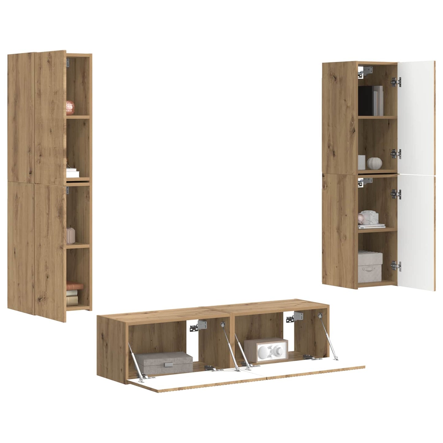 Tv-meubelset 6 pcs Artisan Eiken Bewerkt hout is nu te koop bij PeponiXL, paradijselijk wonen!