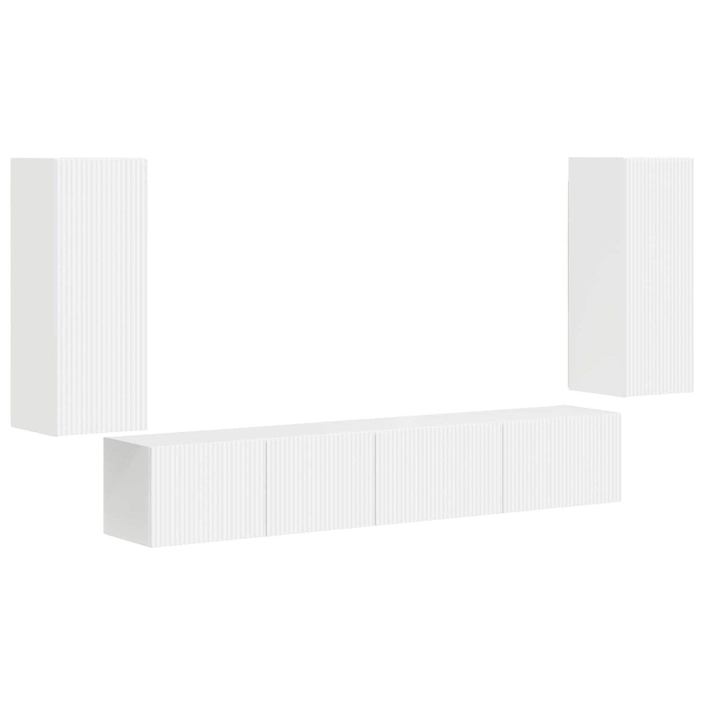 Tv-meubelset 4 pcs Wit Bewerkt hout is nu te koop bij PeponiXL, paradijselijk wonen!