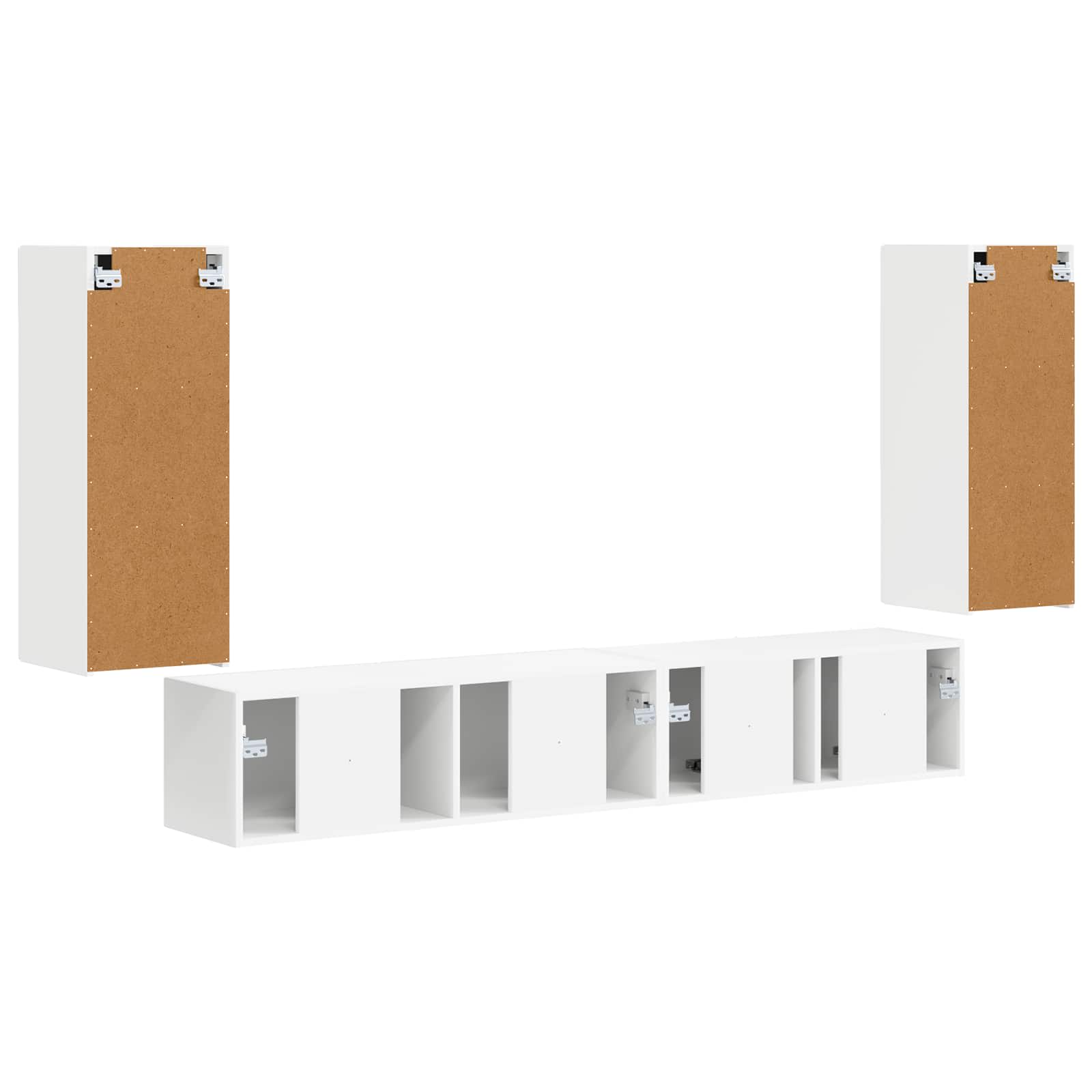 Tv-meubelset 4 pcs Wit Bewerkt hout is nu te koop bij PeponiXL, paradijselijk wonen!