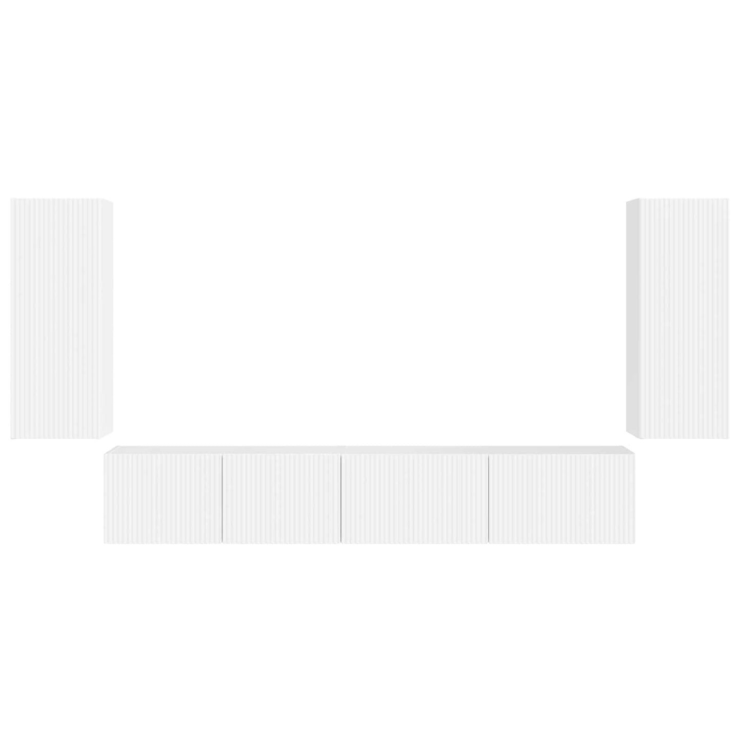Tv-meubelset 4 pcs Wit Bewerkt hout is nu te koop bij PeponiXL, paradijselijk wonen!