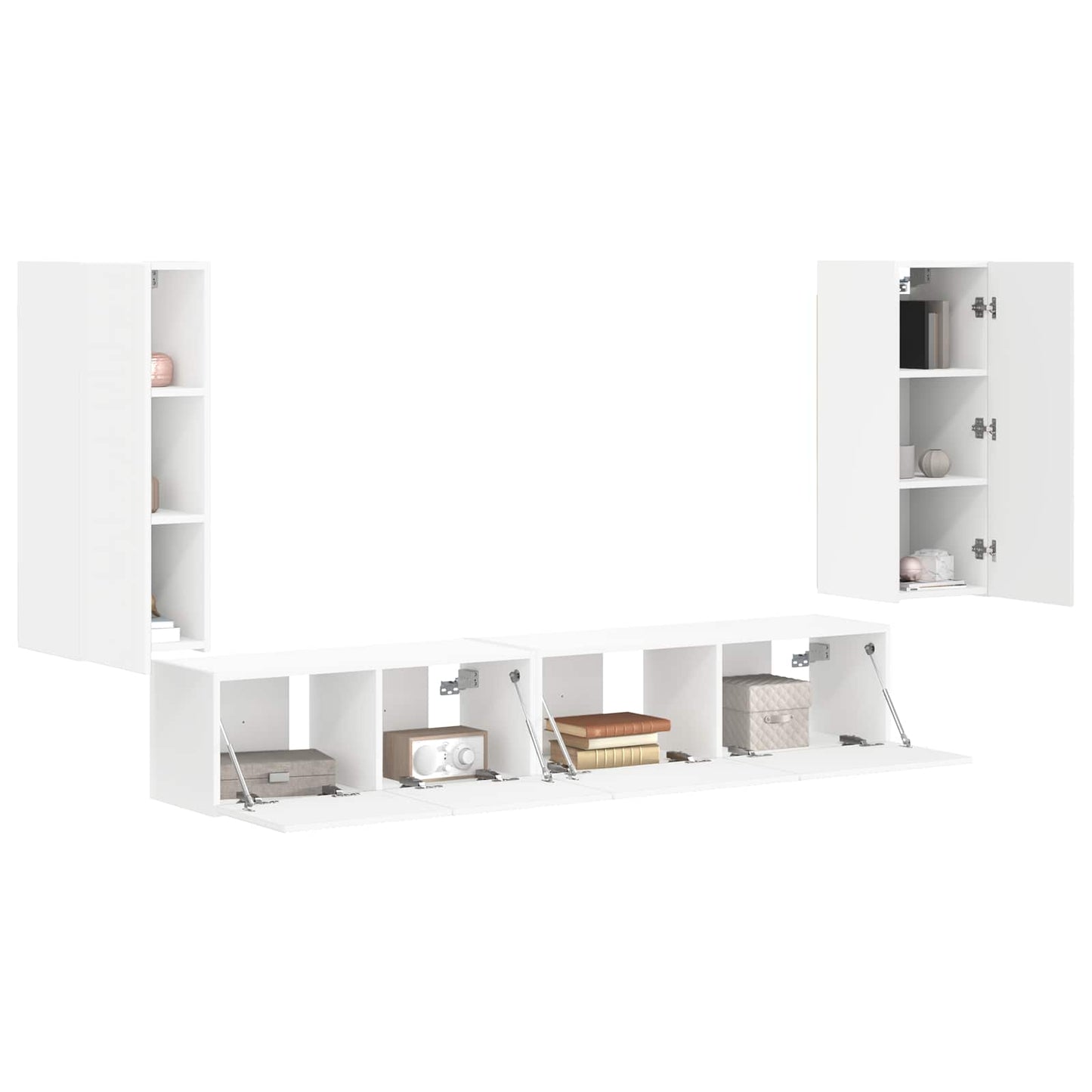 Tv-meubelset 4 pcs Wit Bewerkt hout is nu te koop bij PeponiXL, paradijselijk wonen!