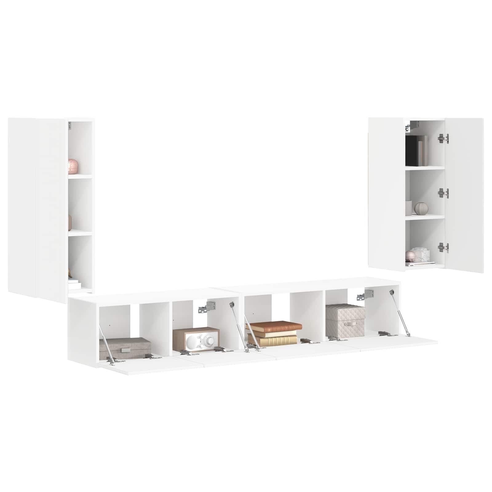Tv-meubelset 4 pcs Wit Bewerkt hout is nu te koop bij PeponiXL, paradijselijk wonen!