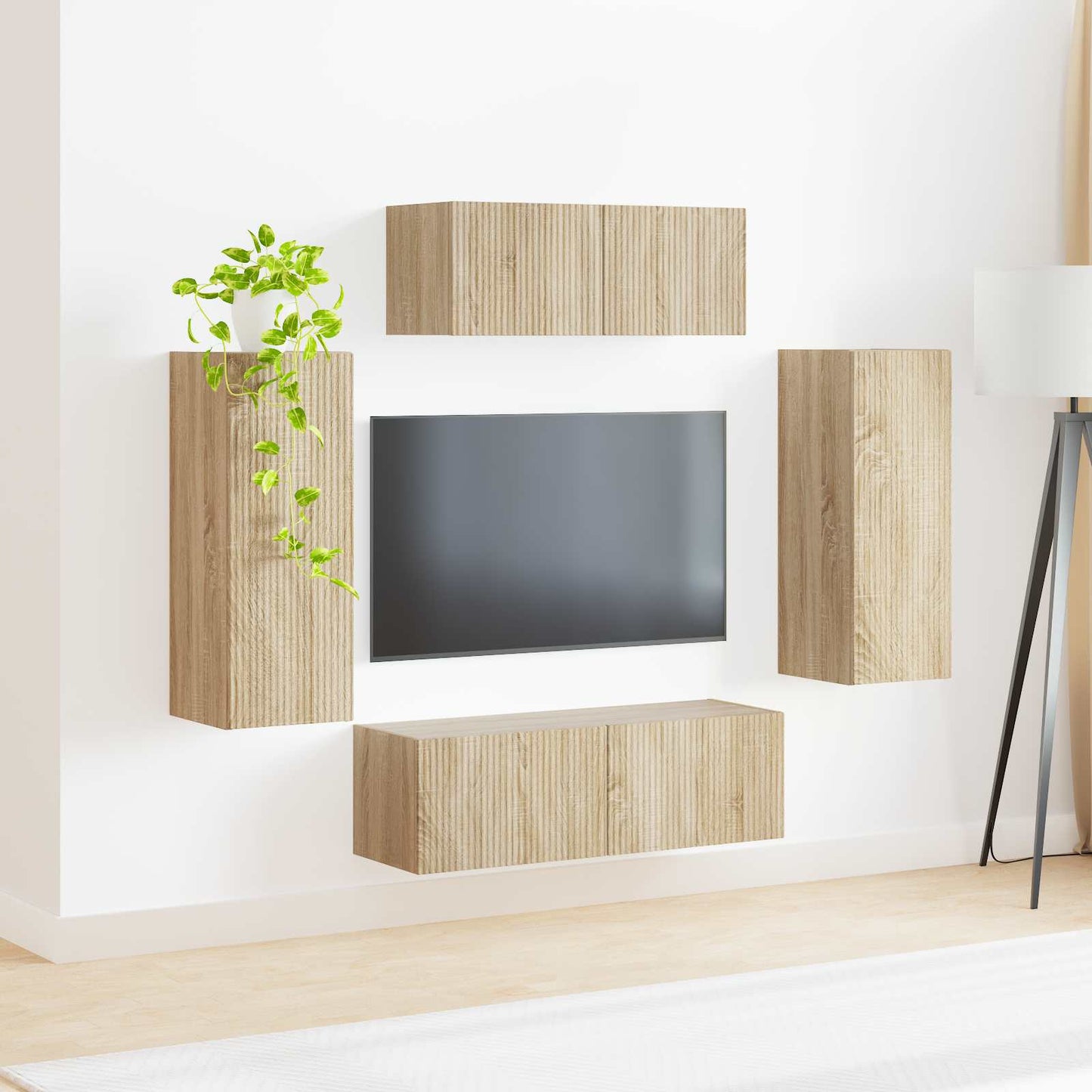 Tv-meubelset 4 pcs Sonoma Eiken Bewerkt hout is nu te koop bij PeponiXL, paradijselijk wonen!