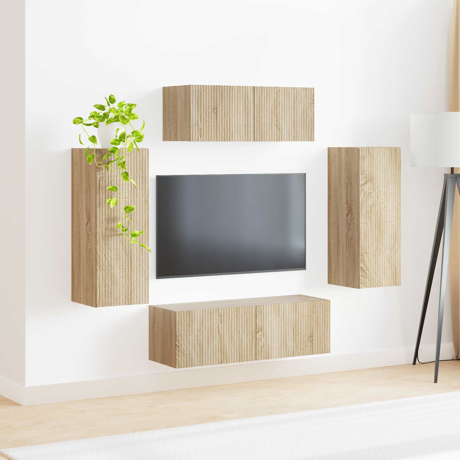 Tv-meubelset 4 pcs Sonoma Eiken Bewerkt hout is nu te koop bij PeponiXL, paradijselijk wonen!