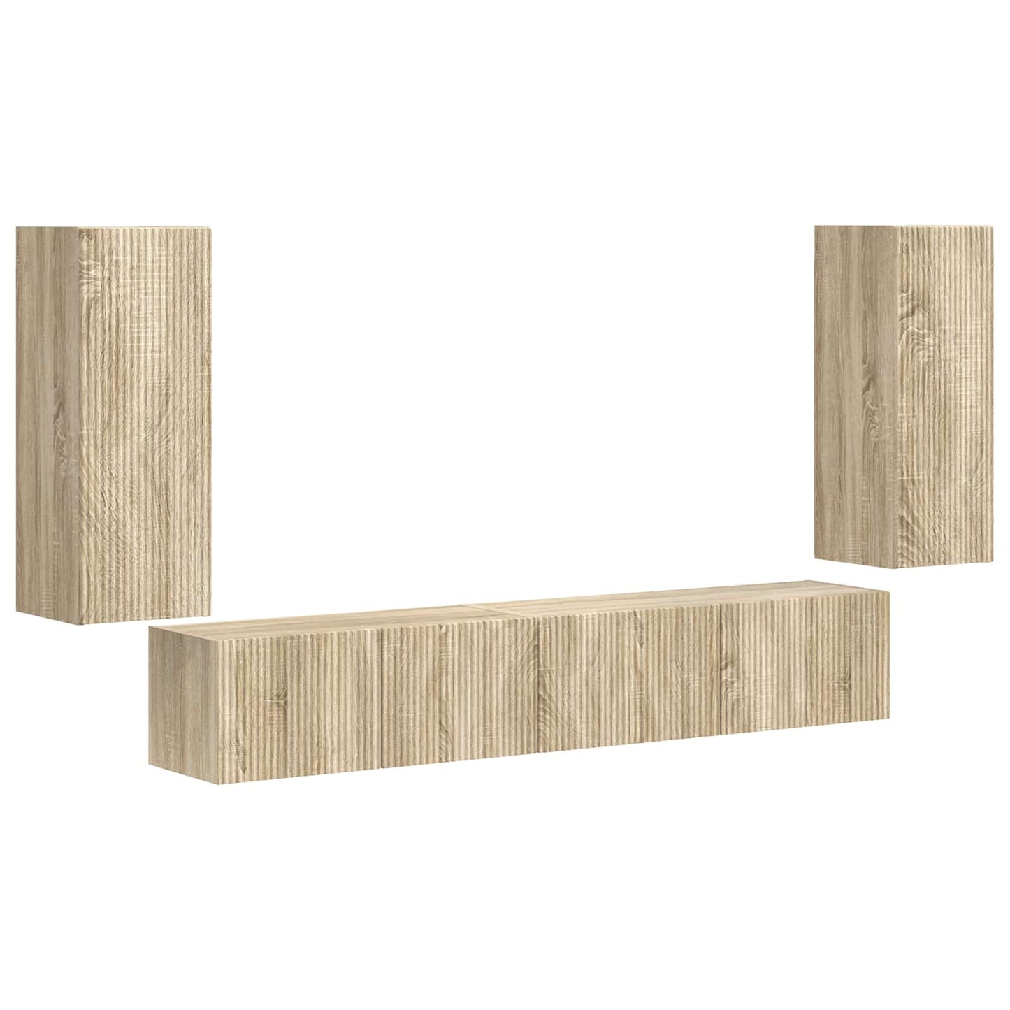 Tv-meubelset 4 pcs Sonoma Eiken Bewerkt hout is nu te koop bij PeponiXL, paradijselijk wonen!