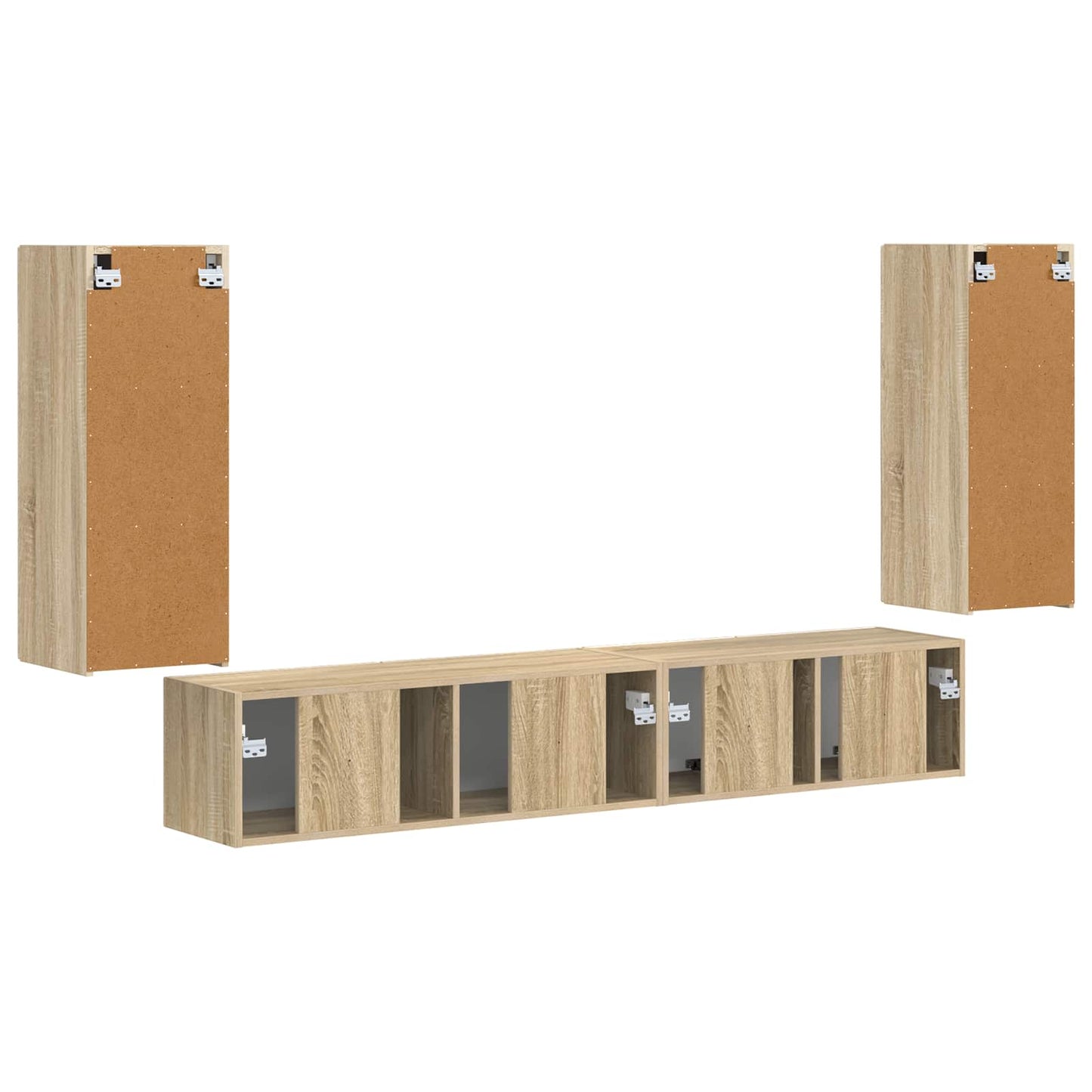 Tv-meubelset 4 pcs Sonoma Eiken Bewerkt hout is nu te koop bij PeponiXL, paradijselijk wonen!