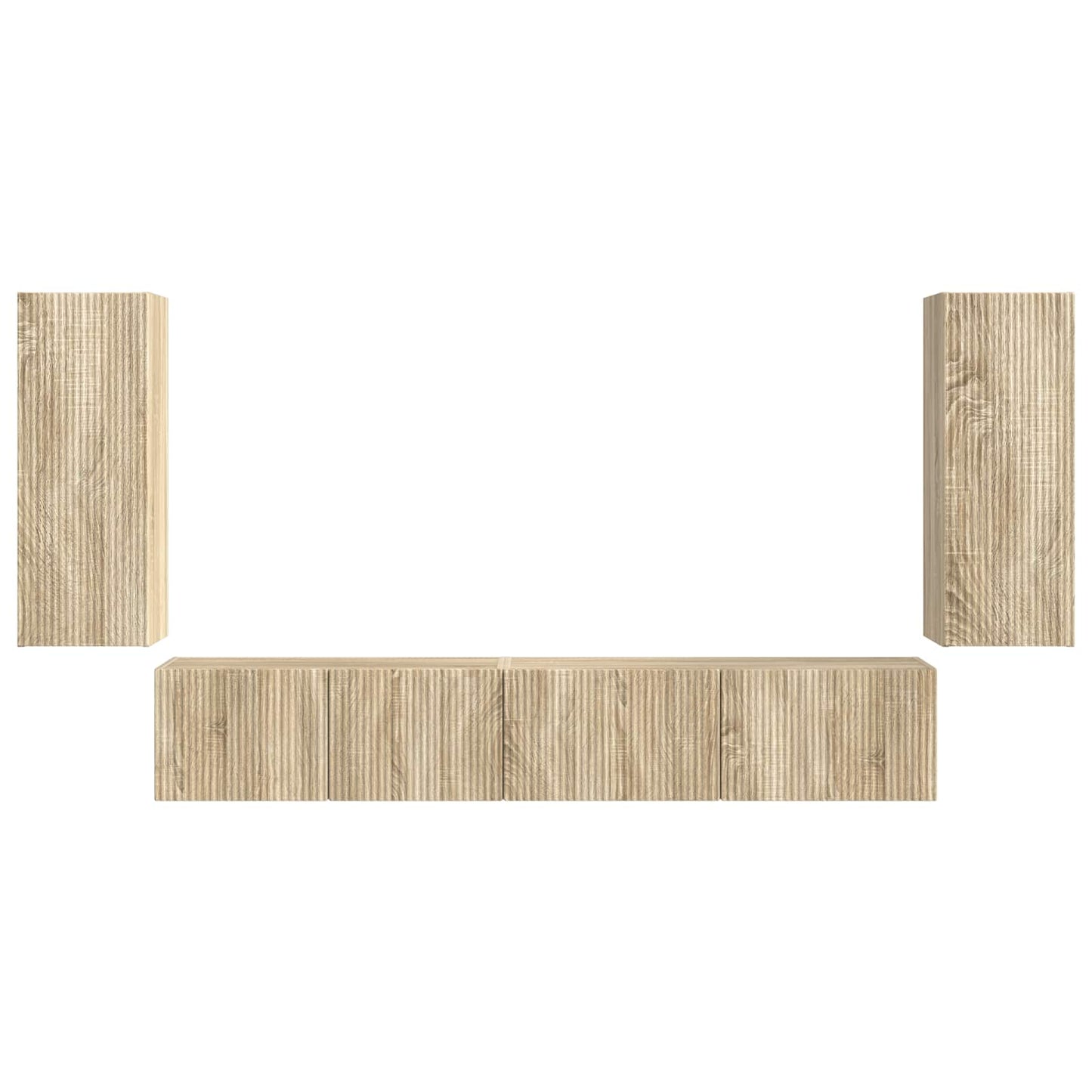 Tv-meubelset 4 pcs Sonoma Eiken Bewerkt hout is nu te koop bij PeponiXL, paradijselijk wonen!