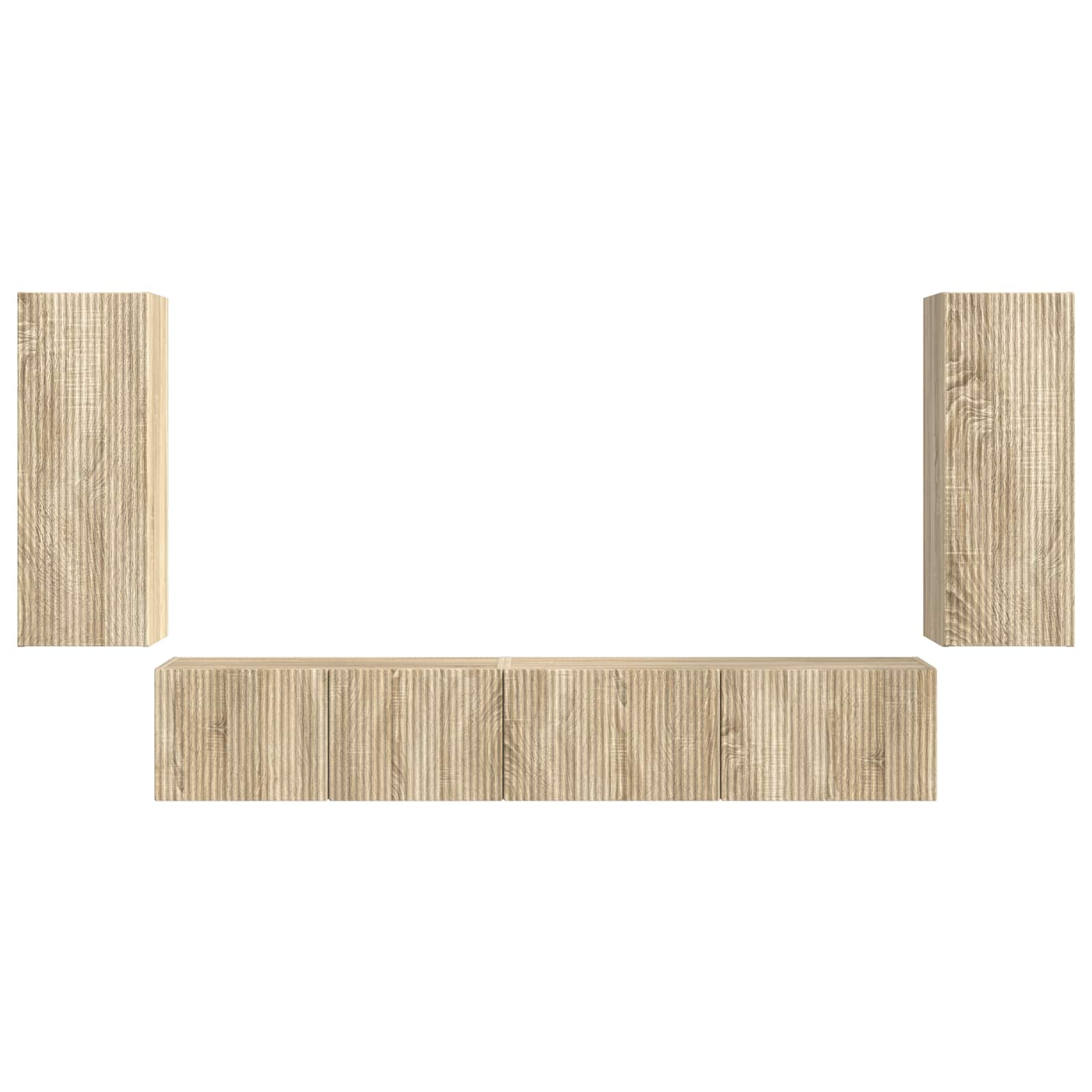 Tv-meubelset 4 pcs Sonoma Eiken Bewerkt hout is nu te koop bij PeponiXL, paradijselijk wonen!