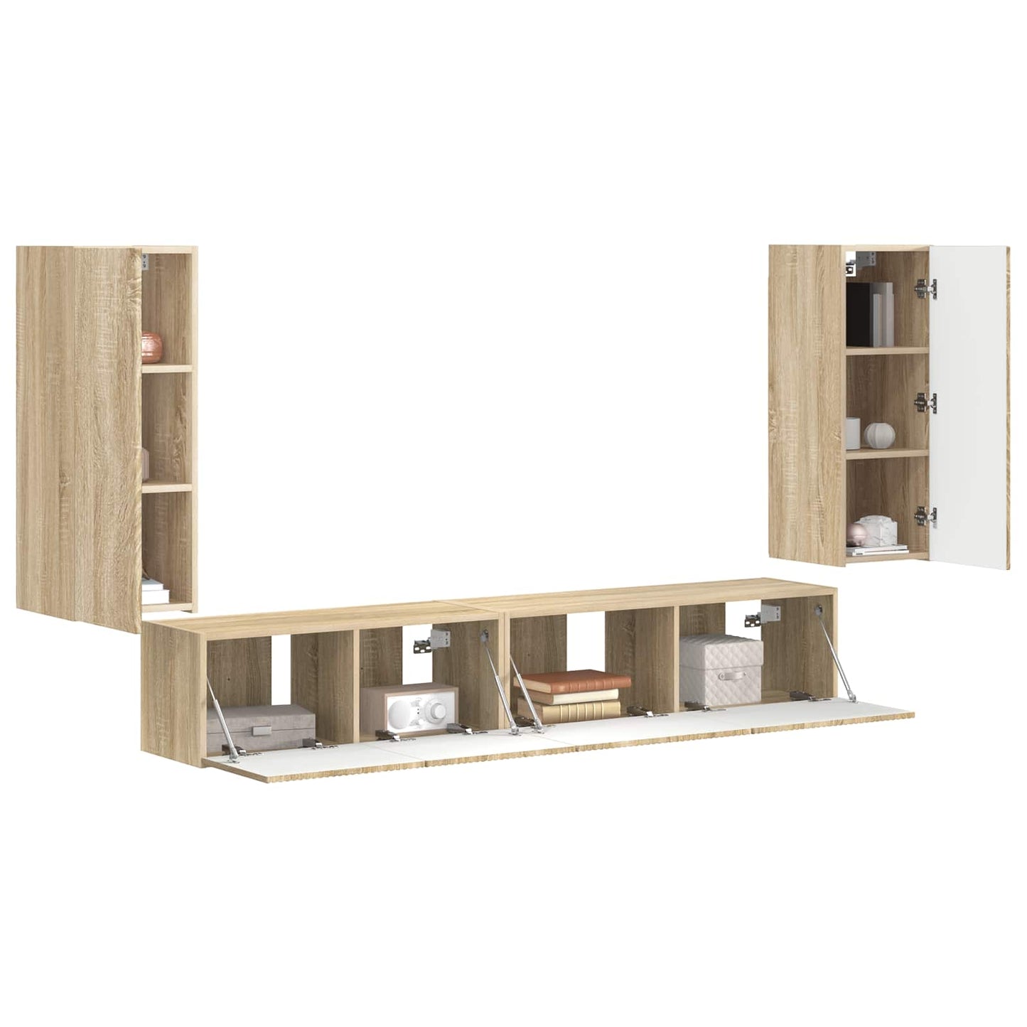 Tv-meubelset 4 pcs Sonoma Eiken Bewerkt hout is nu te koop bij PeponiXL, paradijselijk wonen!