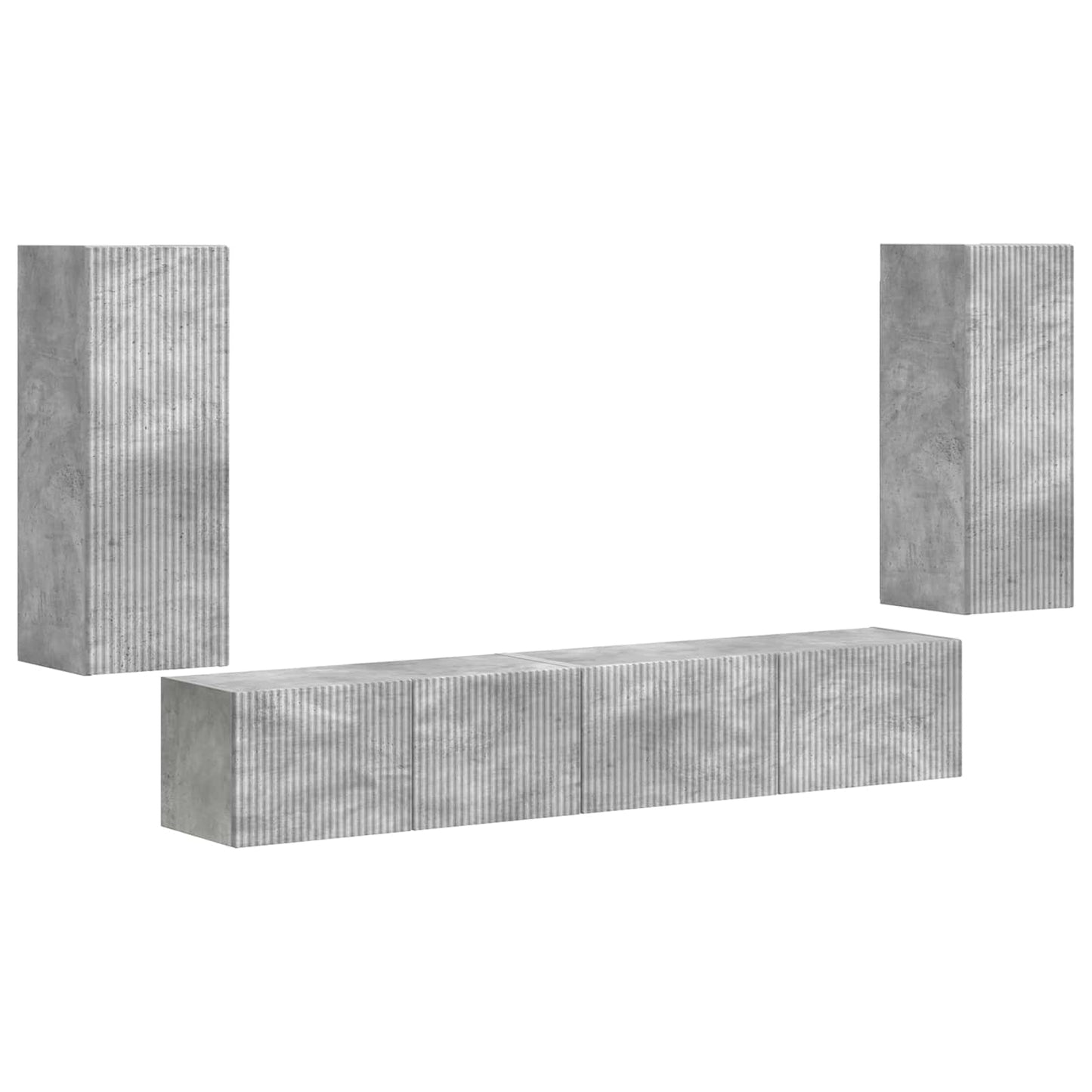Tv-meubelset 4 pcs Beton Grijs Bewerkt hout is nu te koop bij PeponiXL, paradijselijk wonen!