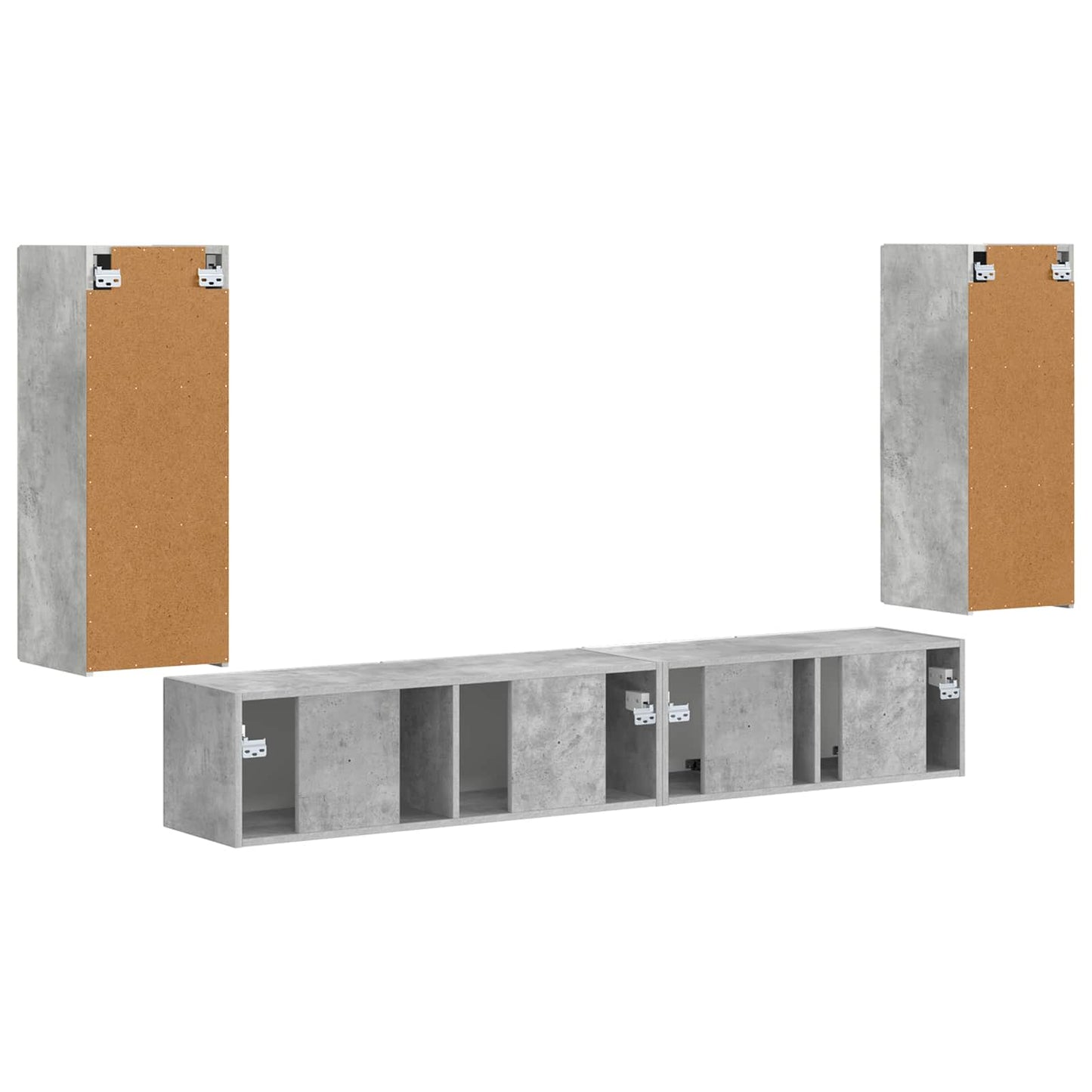 Tv-meubelset 4 pcs Beton Grijs Bewerkt hout is nu te koop bij PeponiXL, paradijselijk wonen!