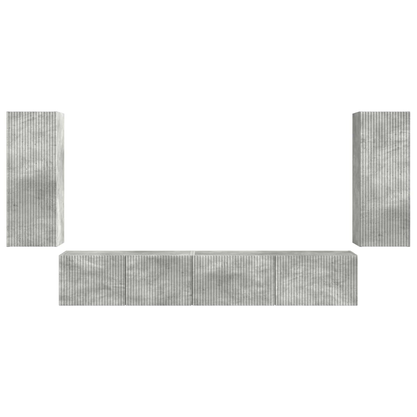 Tv-meubelset 4 pcs Beton Grijs Bewerkt hout is nu te koop bij PeponiXL, paradijselijk wonen!