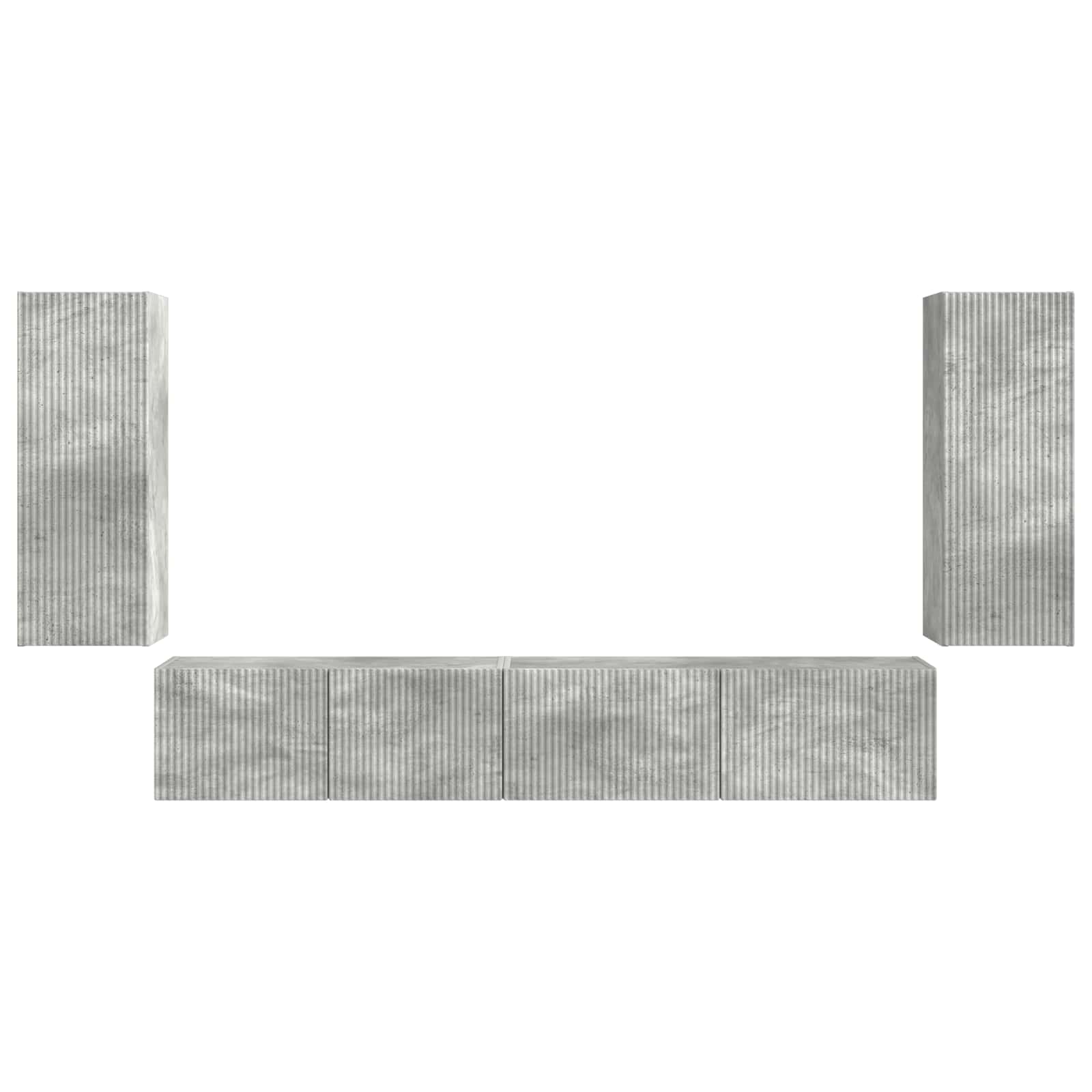 Tv-meubelset 4 pcs Beton Grijs Bewerkt hout is nu te koop bij PeponiXL, paradijselijk wonen!