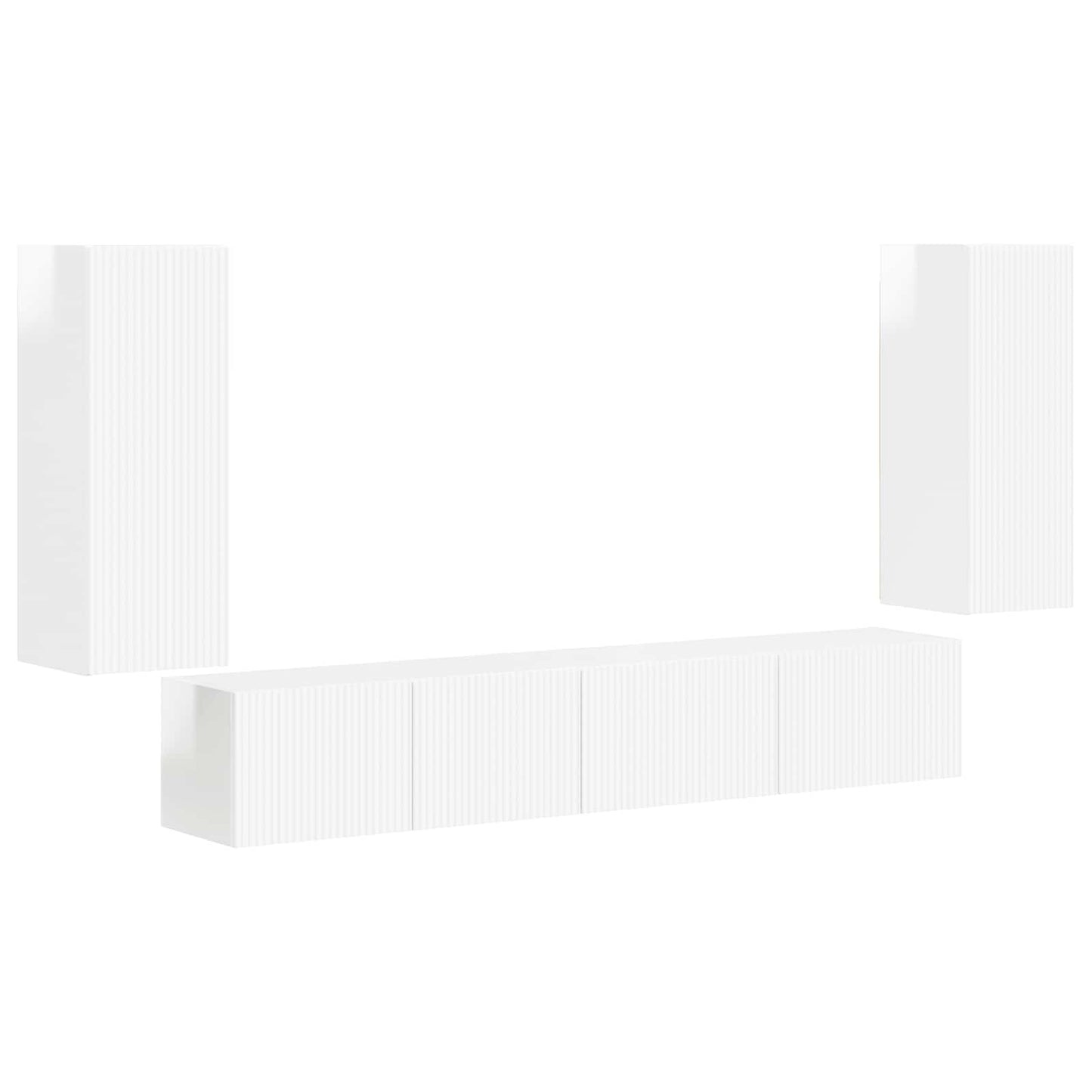 Tv-meubelset 4 pcs Hoogglans wit Bewerkt hout is nu te koop bij PeponiXL, paradijselijk wonen!