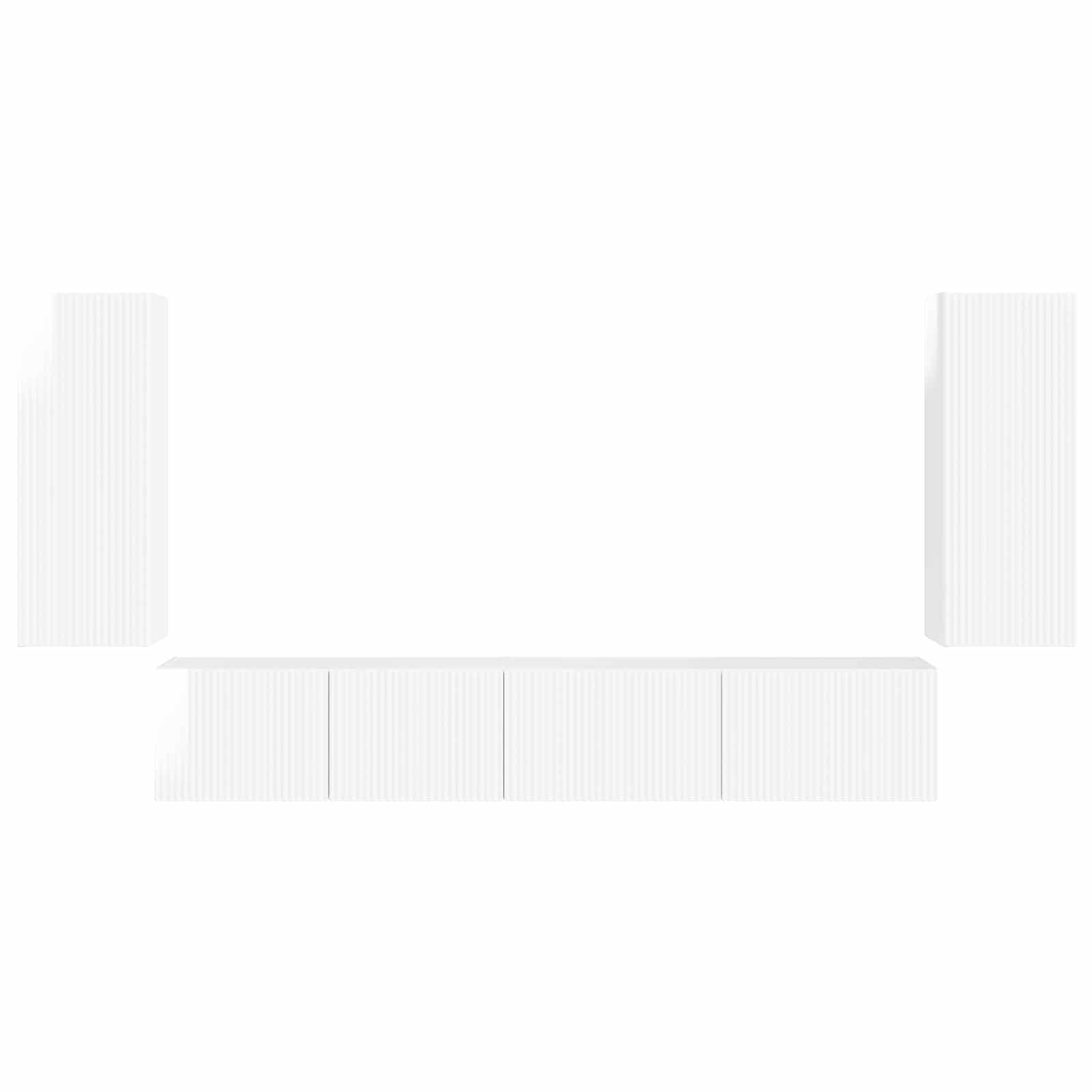 Tv-meubelset 4 pcs Hoogglans wit Bewerkt hout is nu te koop bij PeponiXL, paradijselijk wonen!